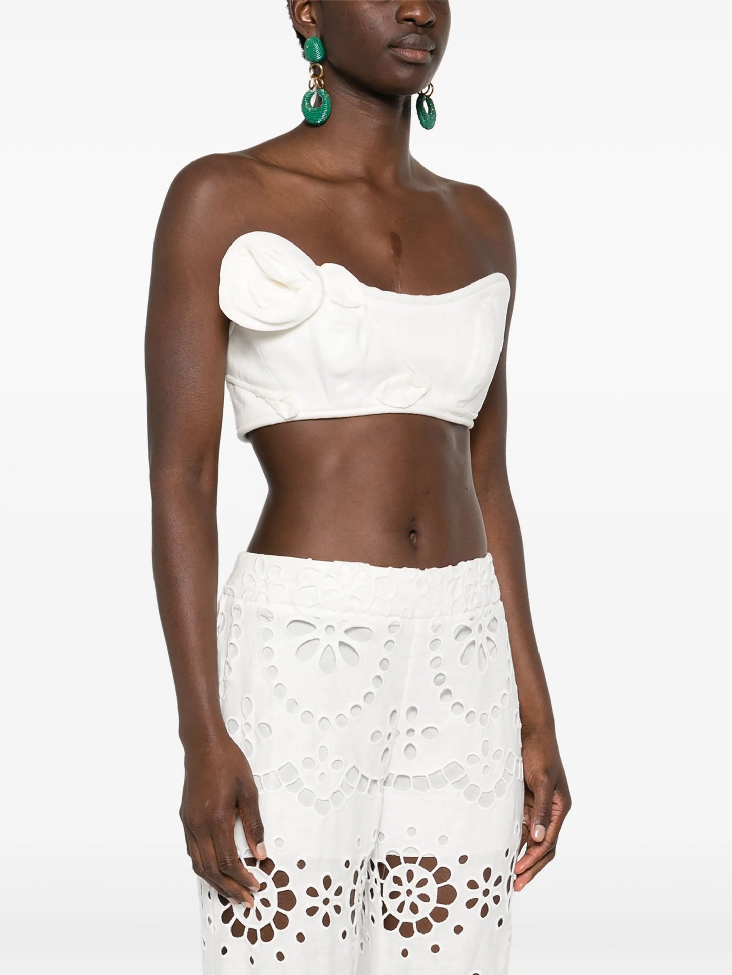 Matchmaker floral-appliqué linen bralette