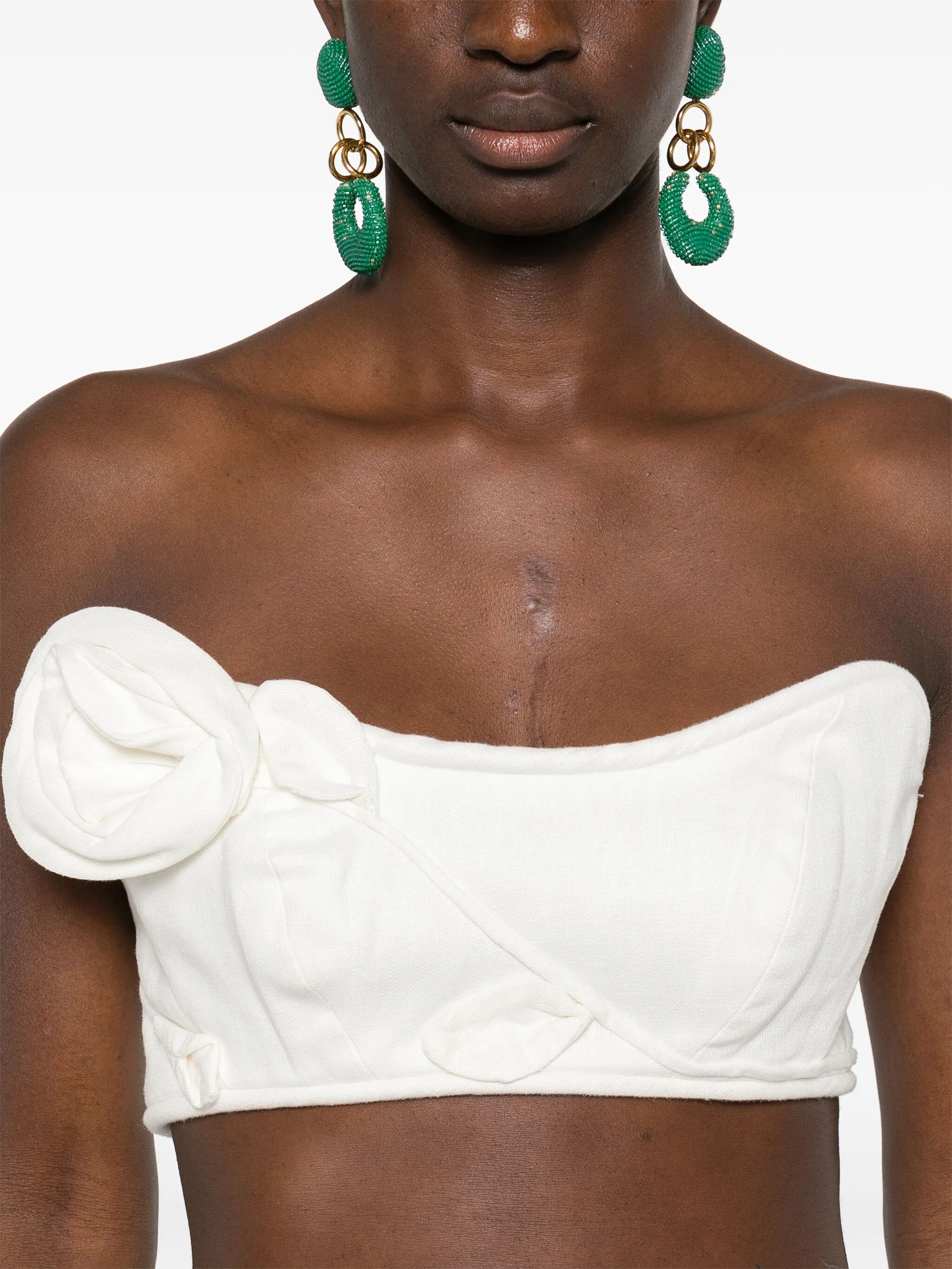 Matchmaker floral-appliqué linen bralette