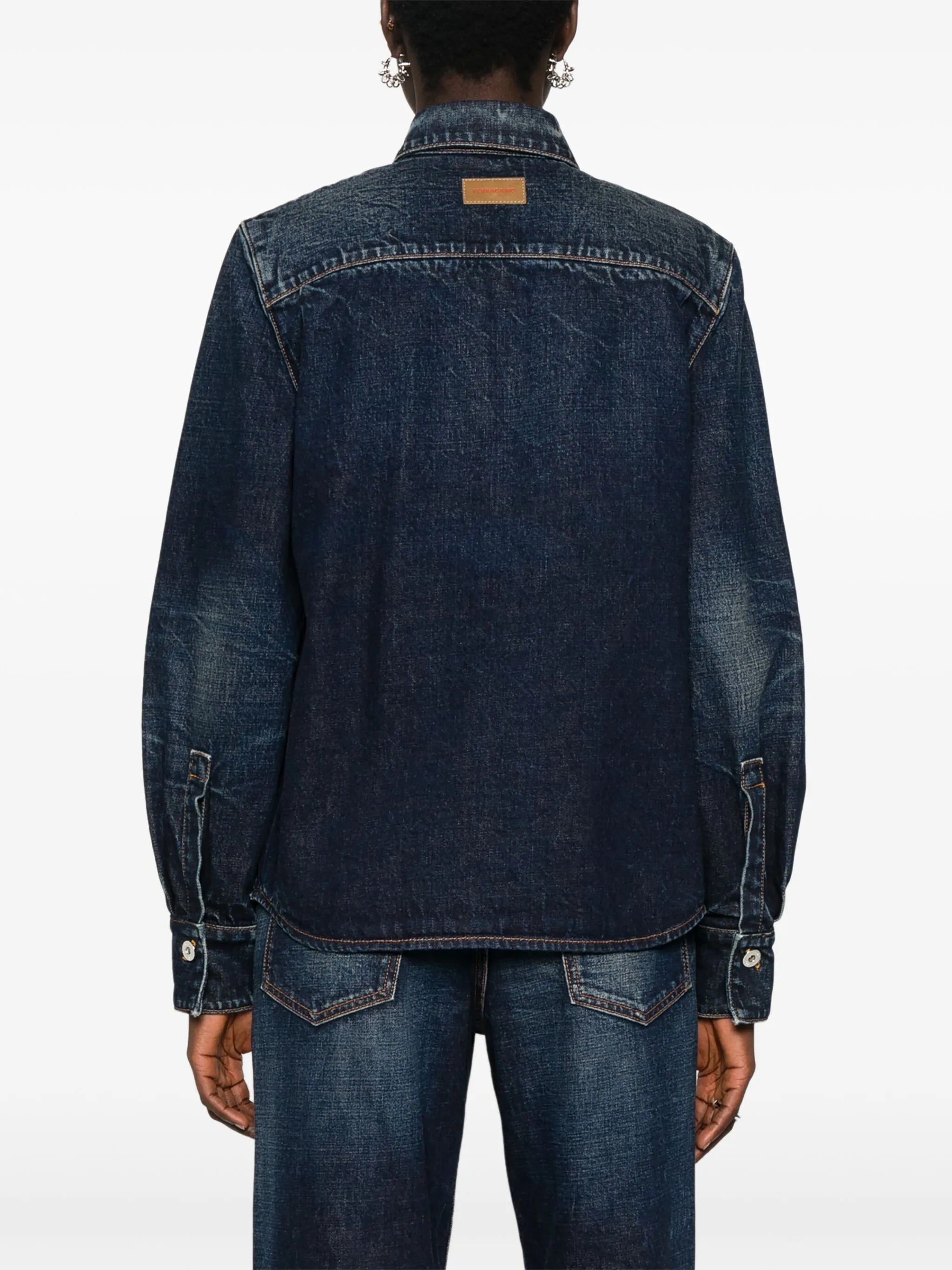 whiskered denim shirt