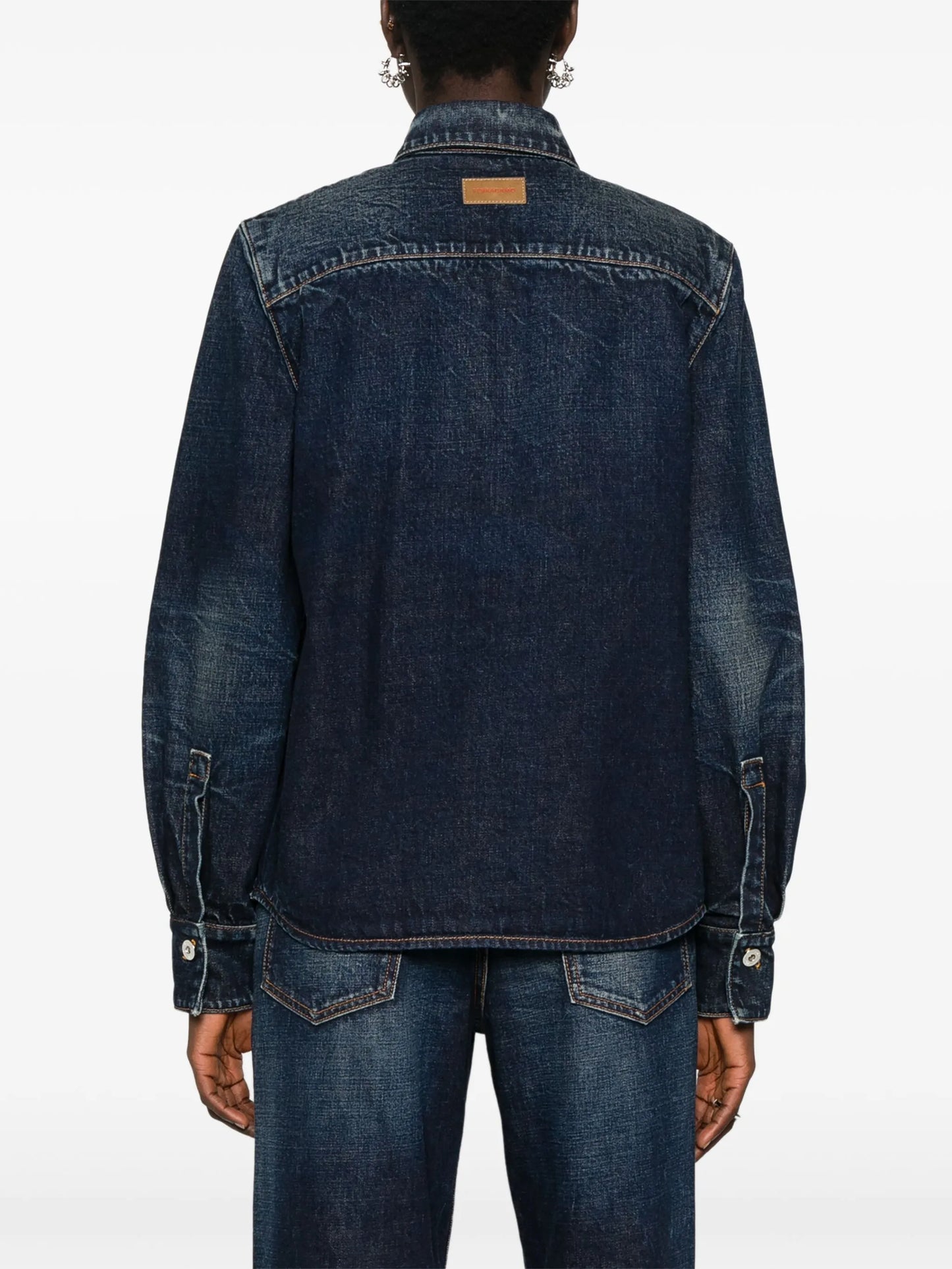 whiskered denim shirt