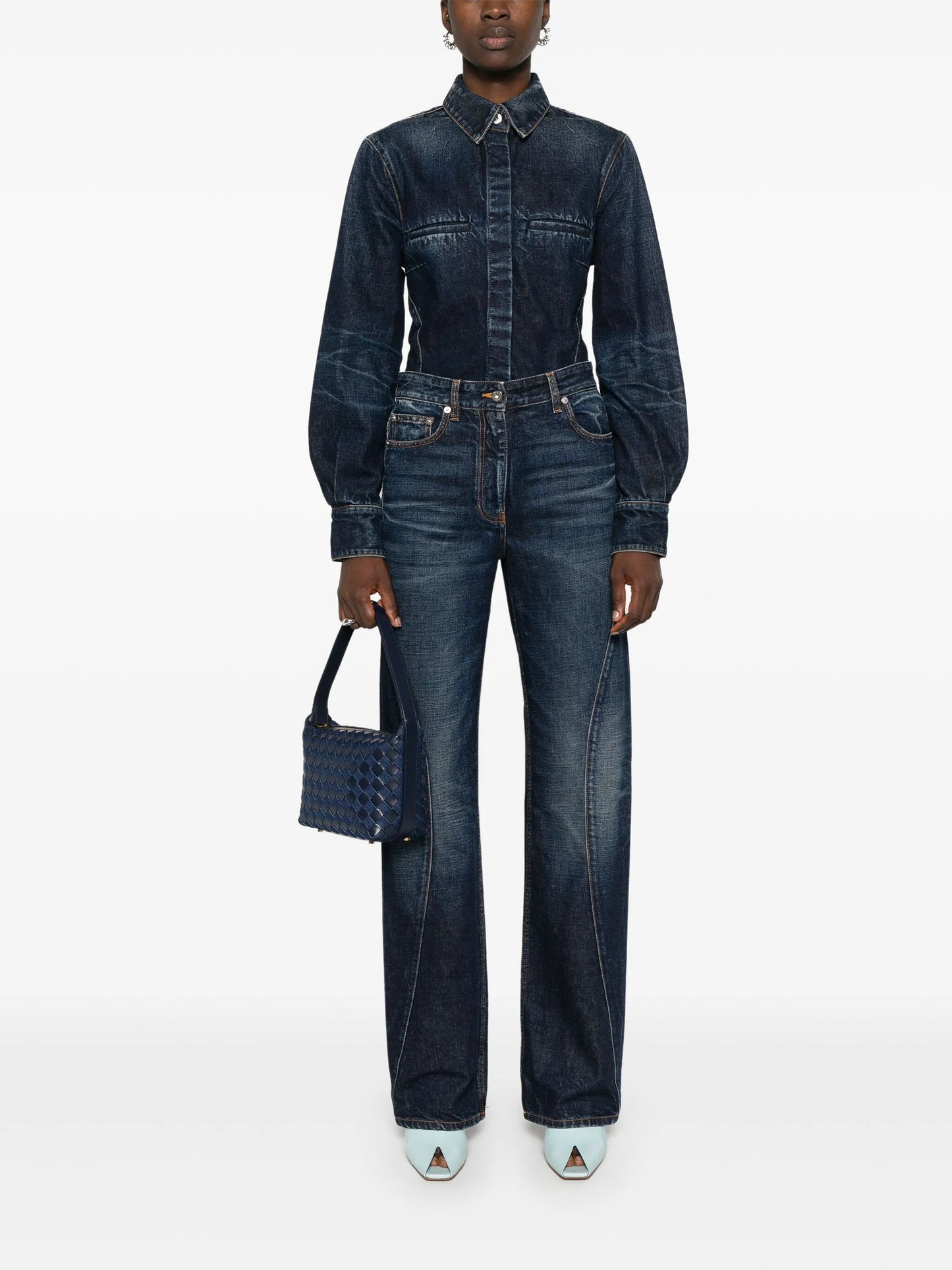 whiskered denim shirt
