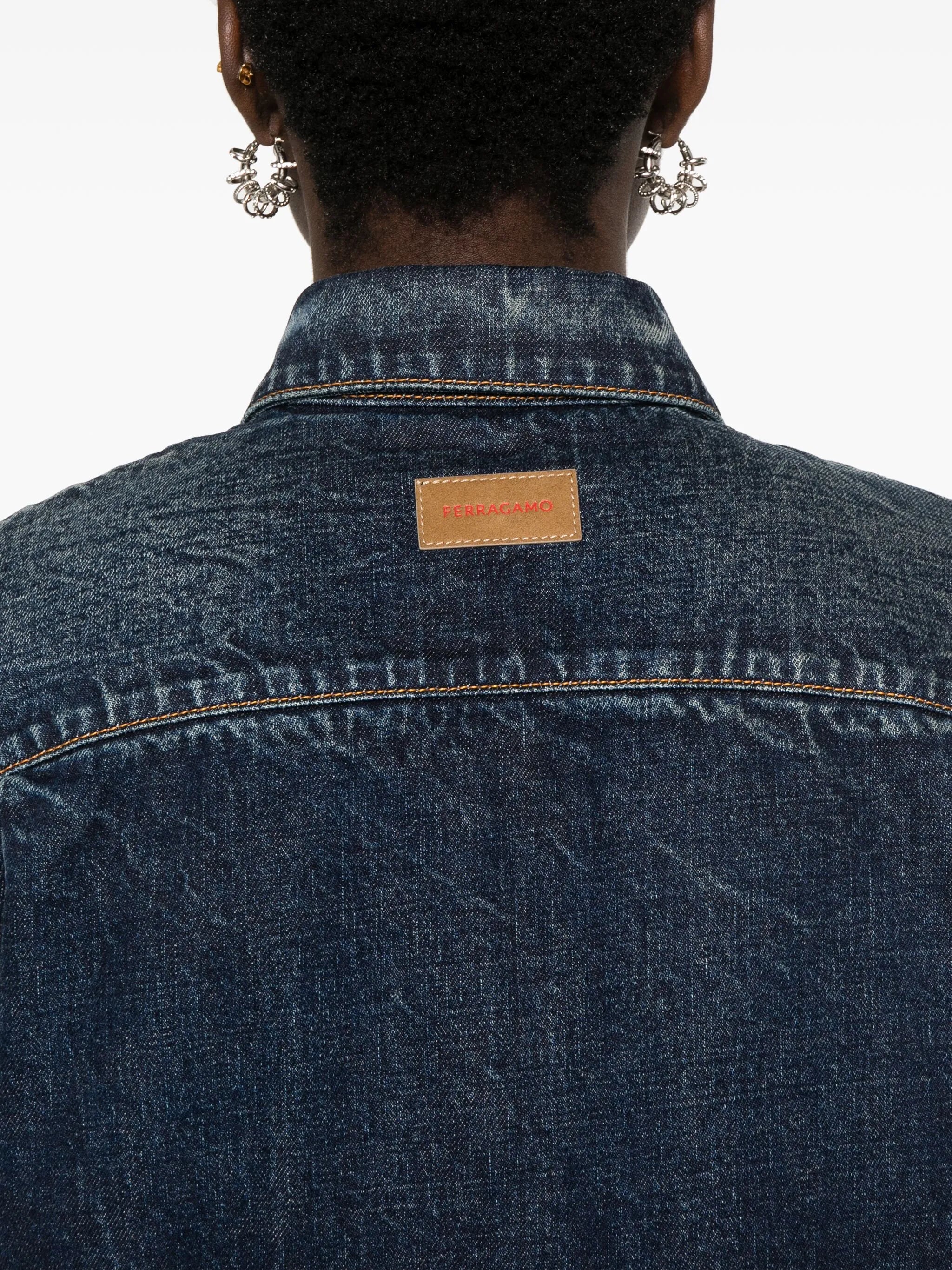 whiskered denim shirt