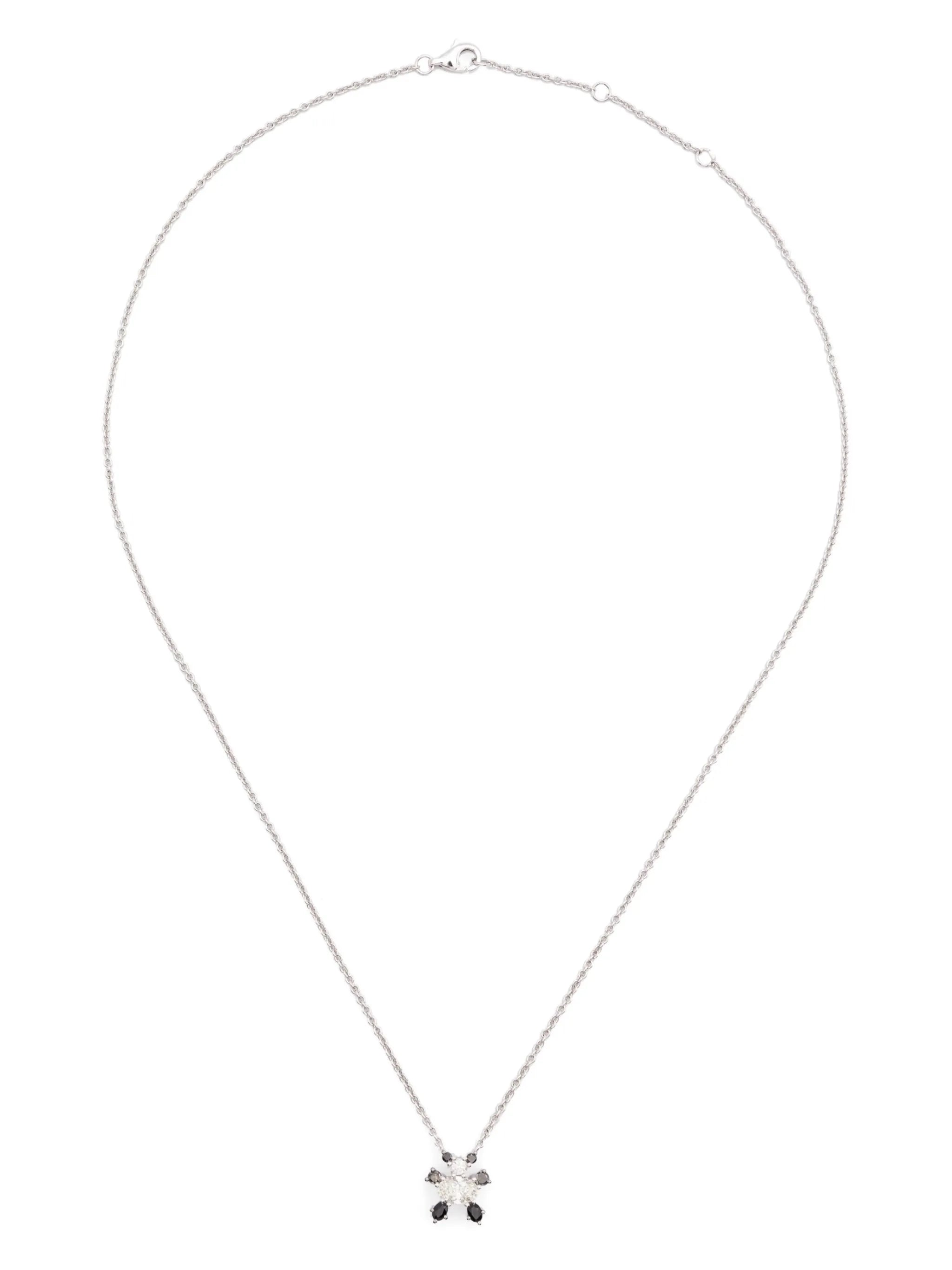 18kt white gold Panda diamond pendant necklace