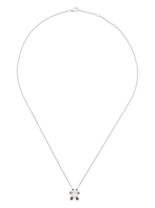 18kt white gold Panda diamond pendant necklace