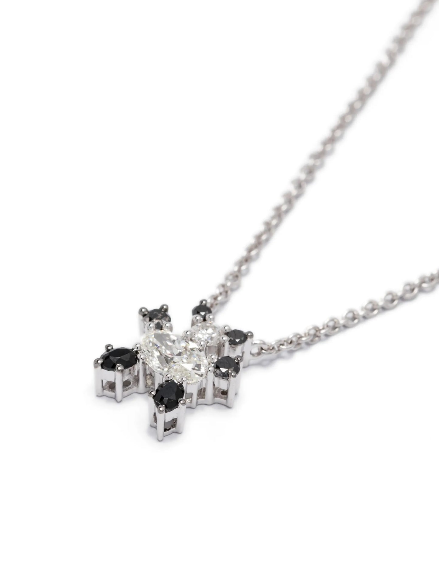 18kt white gold Panda diamond pendant necklace