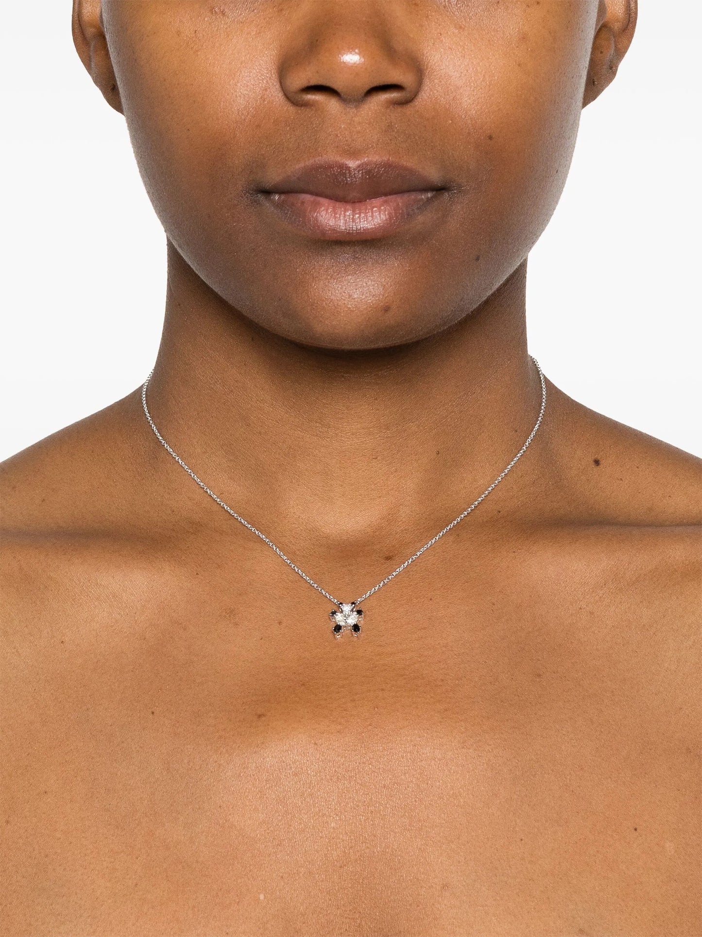 18kt white gold Panda diamond pendant necklace