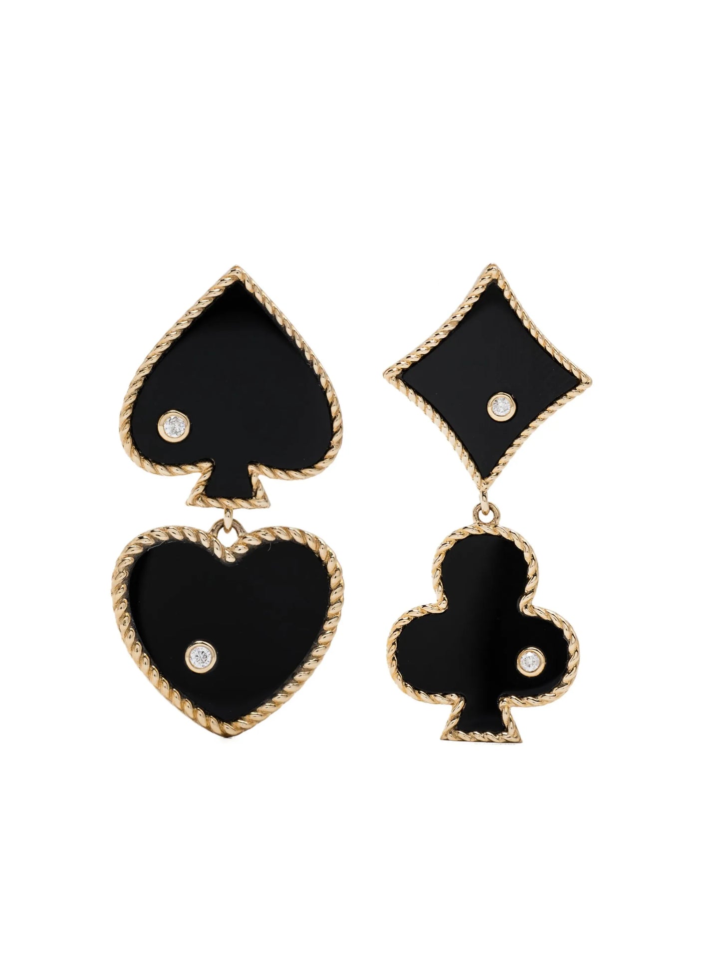 9kt yellow gold Pair Of Casino PM agate earrings