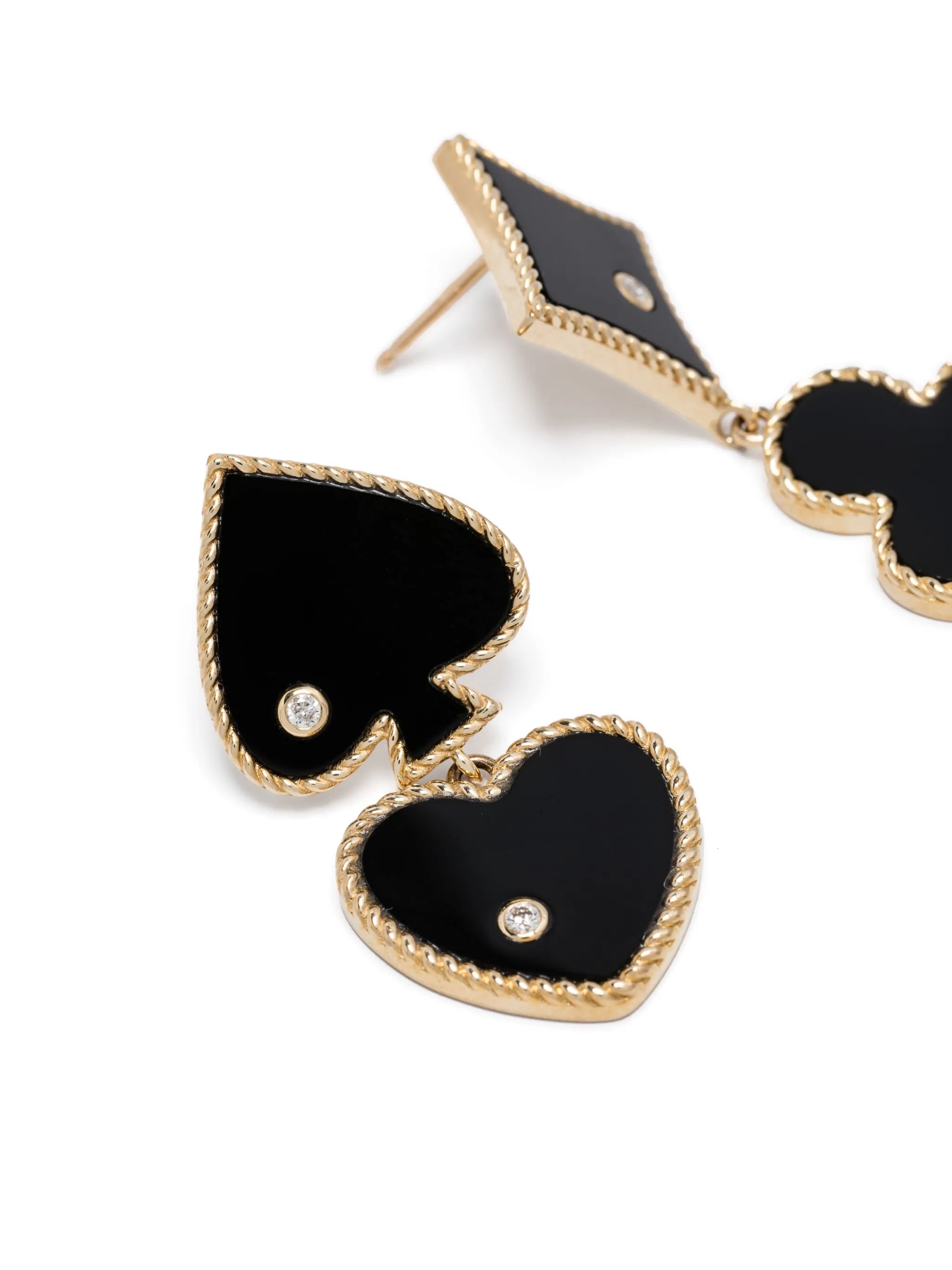 9kt yellow gold Pair Of Casino PM agate earrings