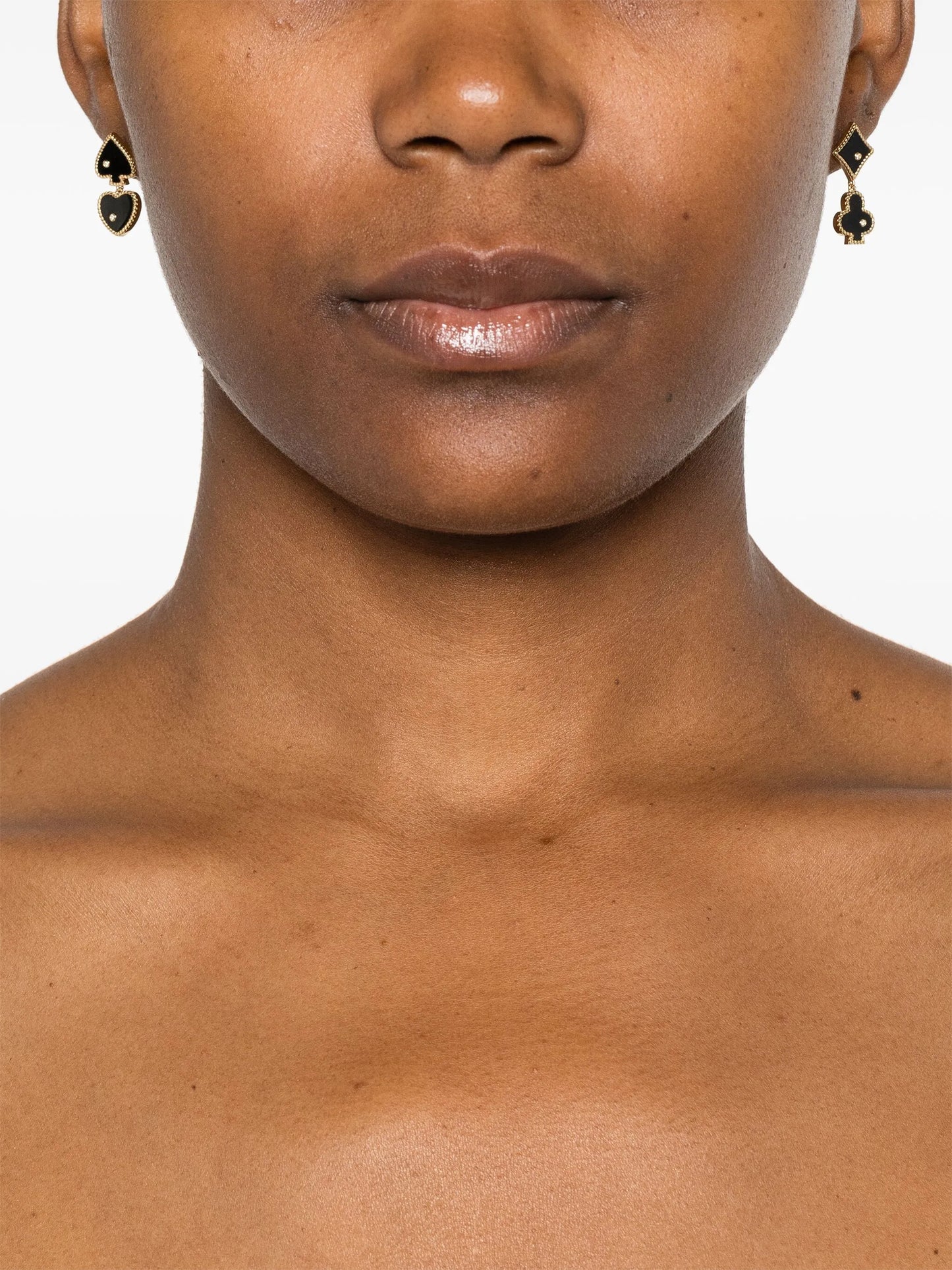 9kt yellow gold Casino agate and diamond earrings