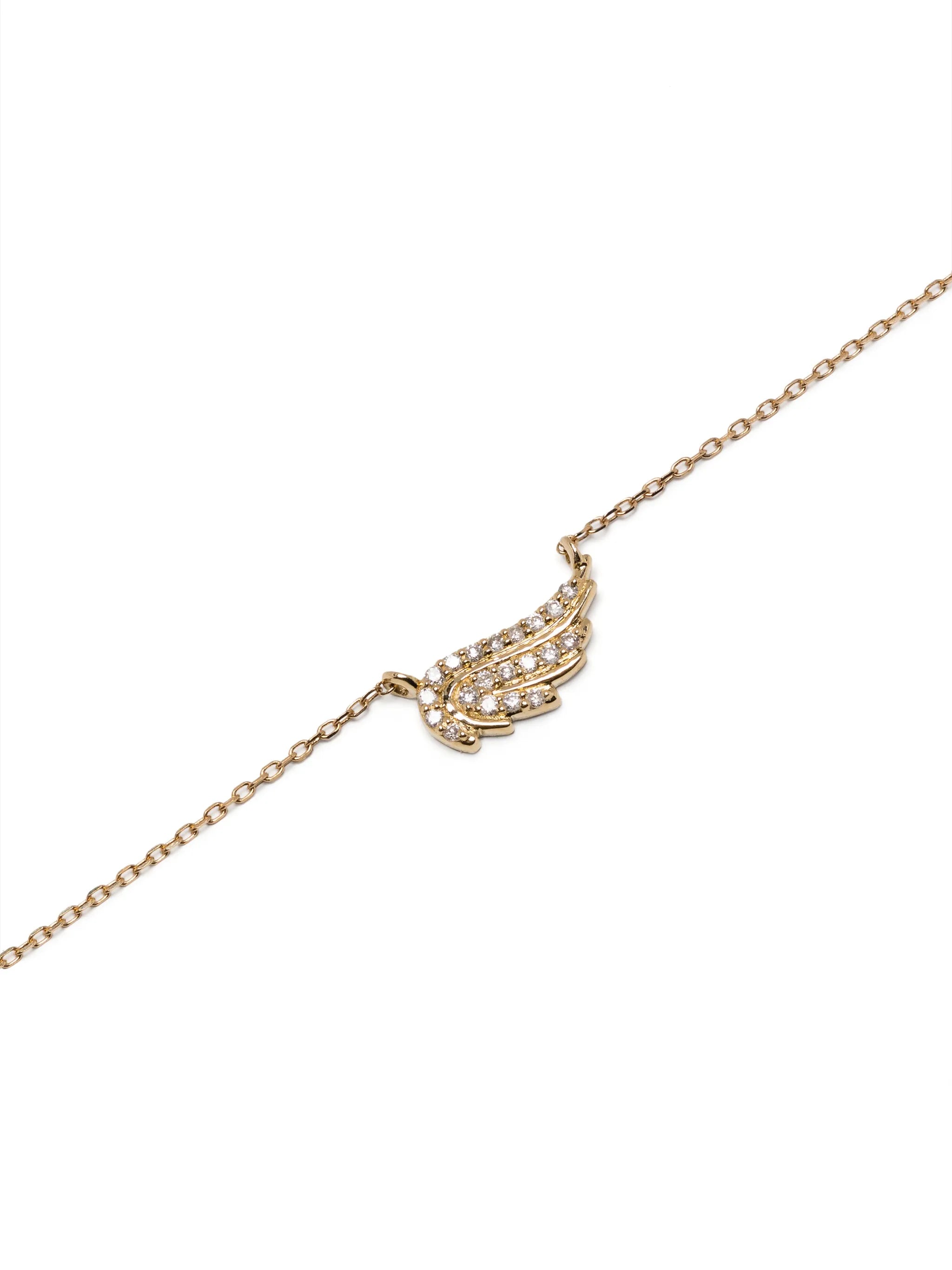 14kt yellow gold wing-pendant diamond necklace