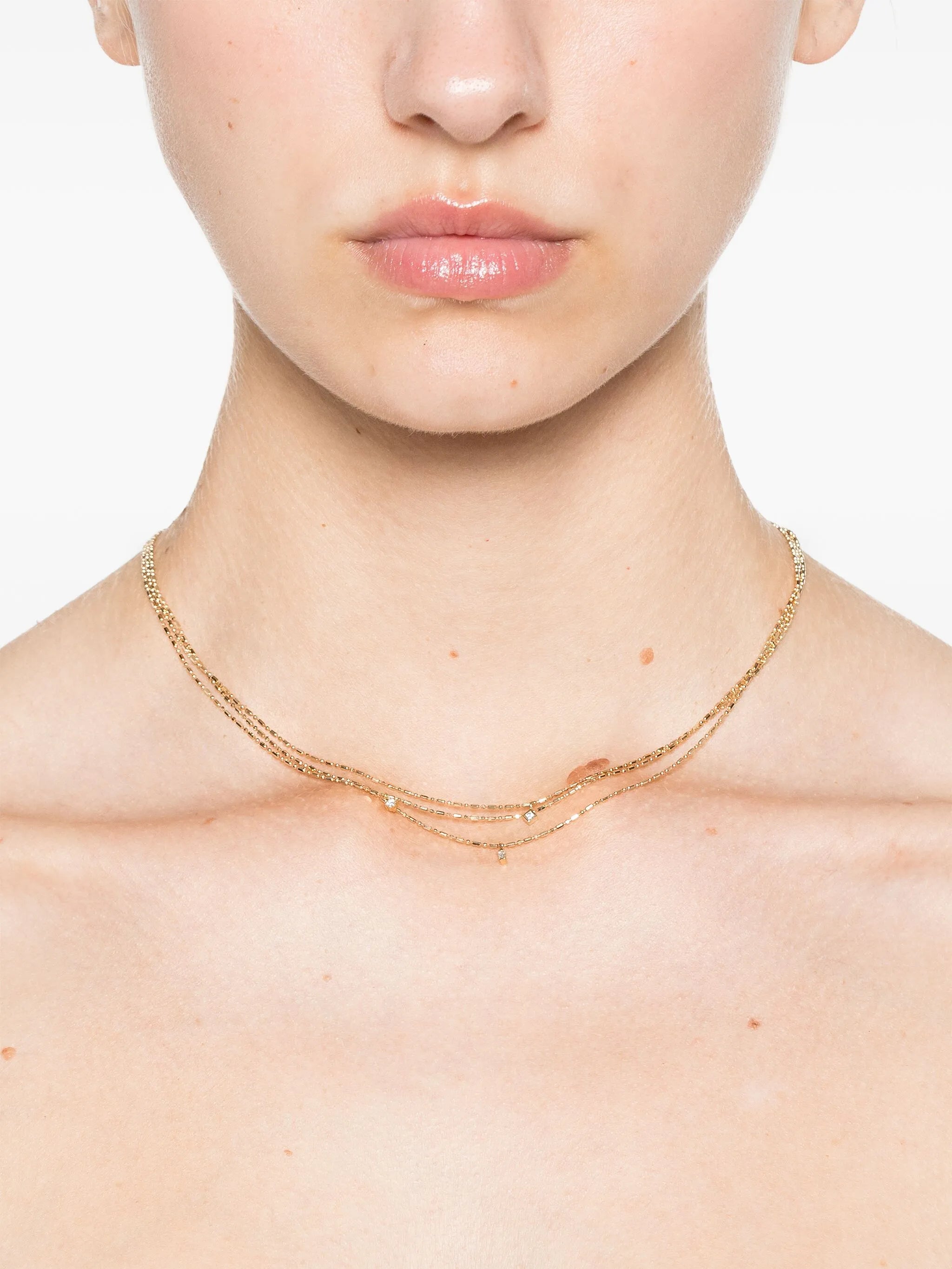 14kt yellow gold triple-strand diamond necklace