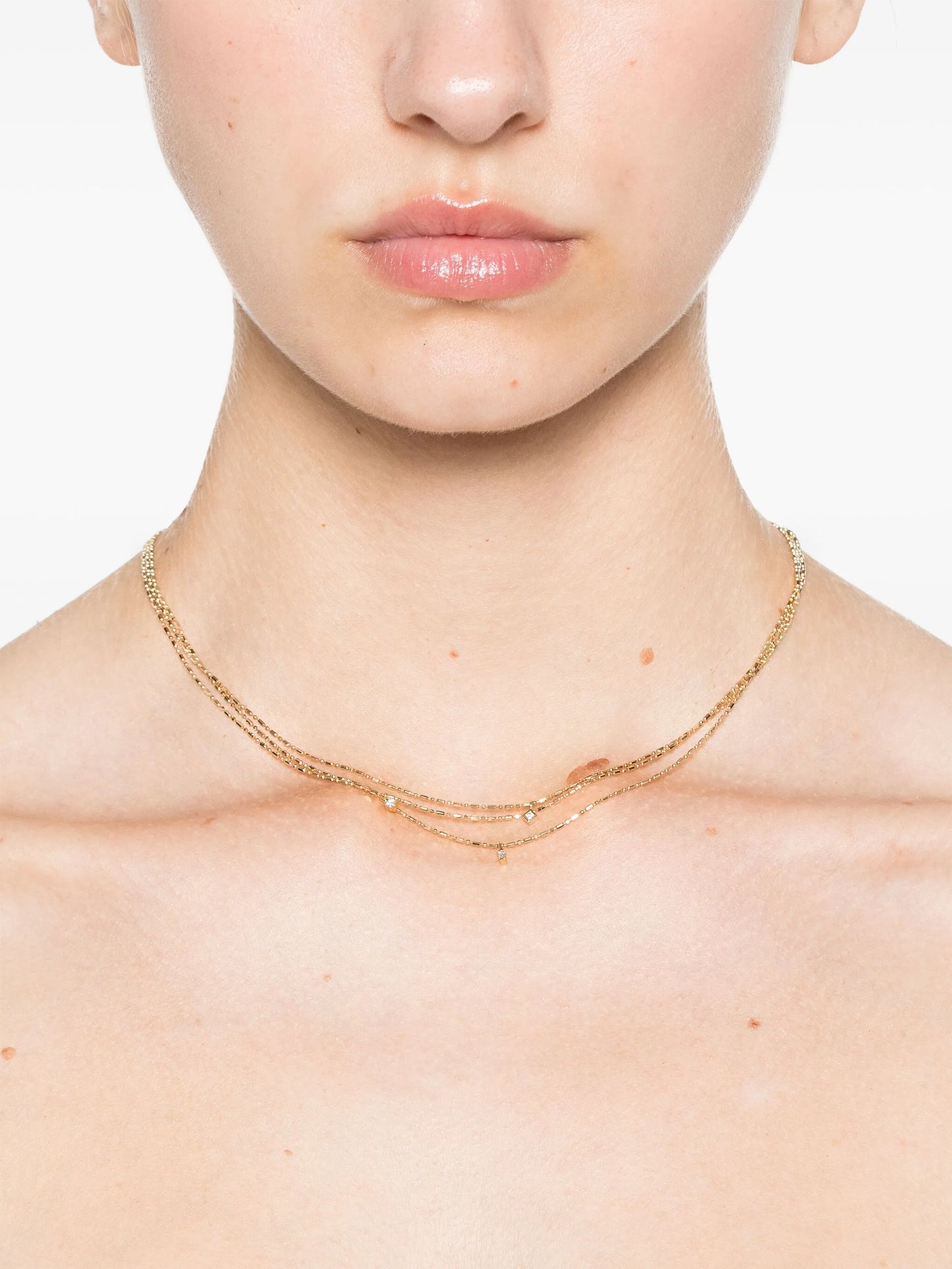14kt yellow gold triple-strand diamond necklace