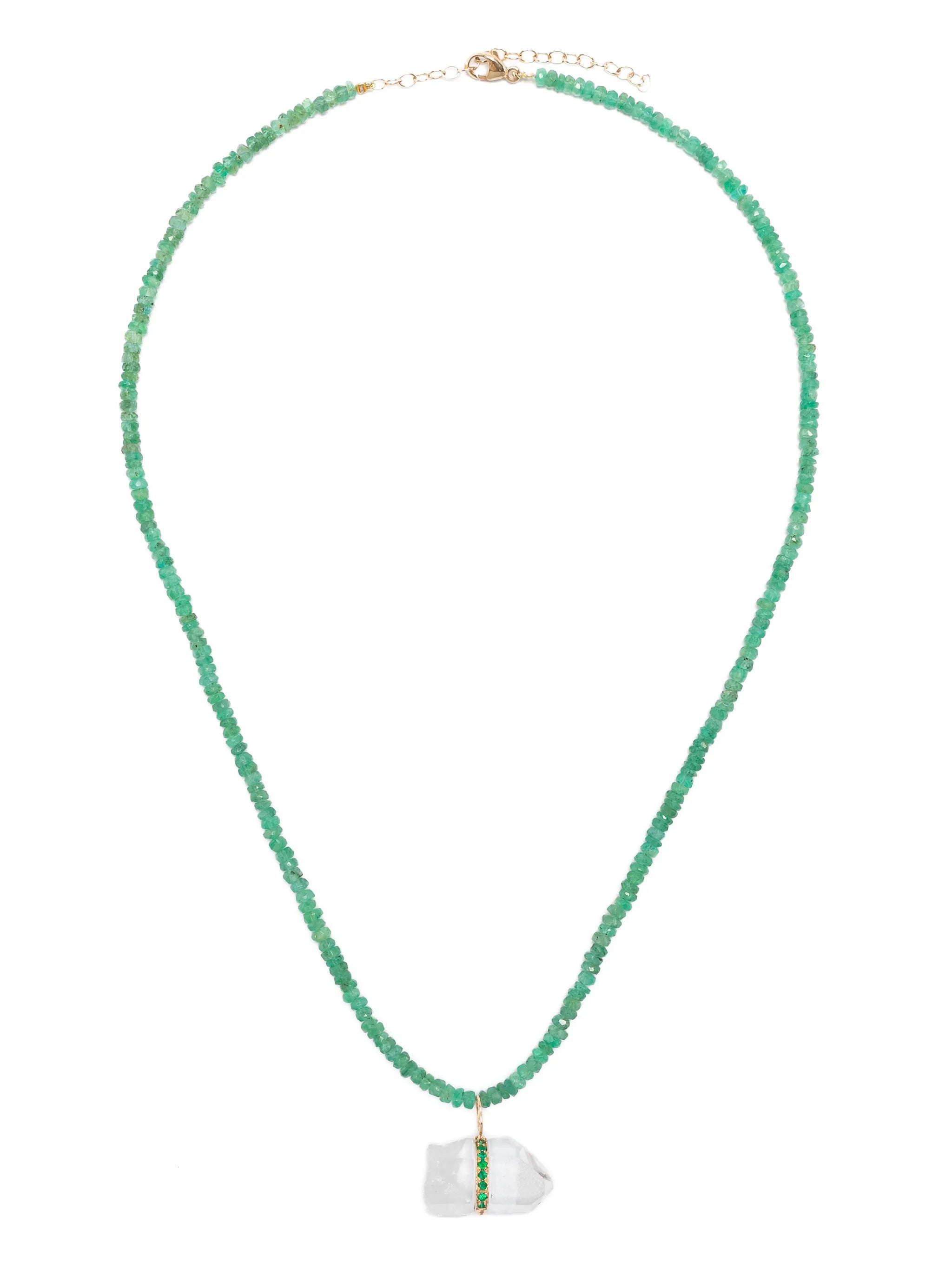 14kt yellow gold quartz pendant necklace