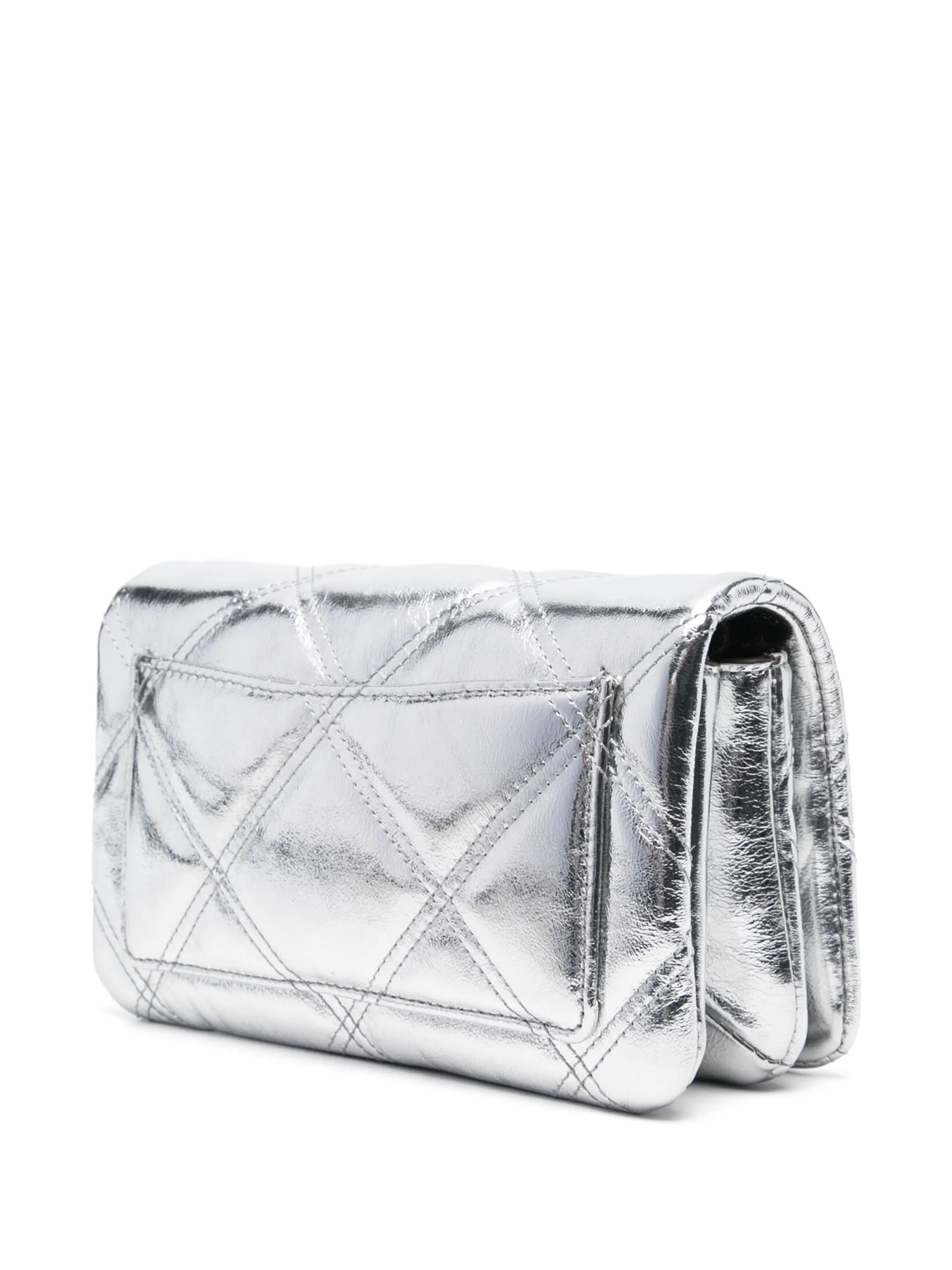 Kira metallic diamond-quilted wallet-on-chain