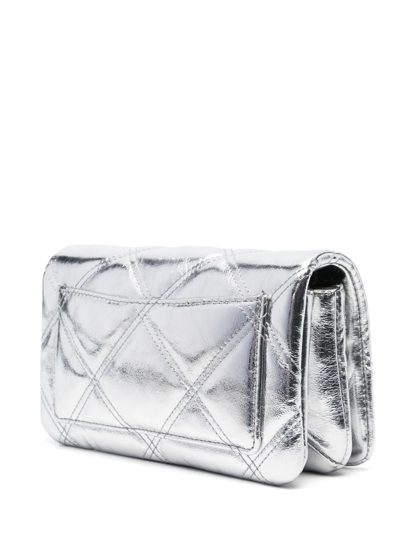 Kira metallic diamond-quilted wallet-on-chain