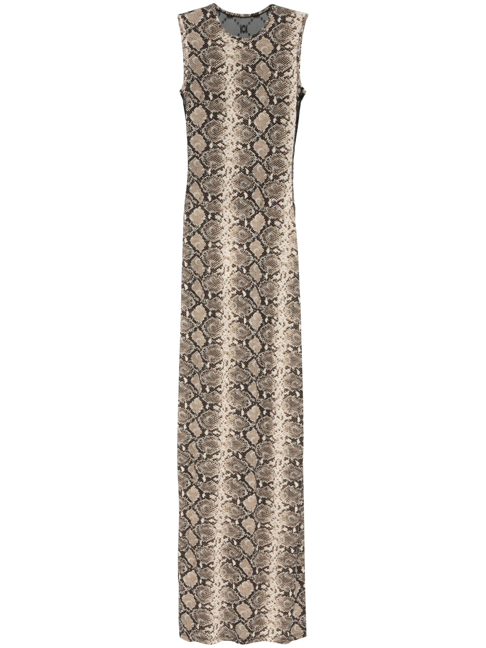 python-print draped maxi dress