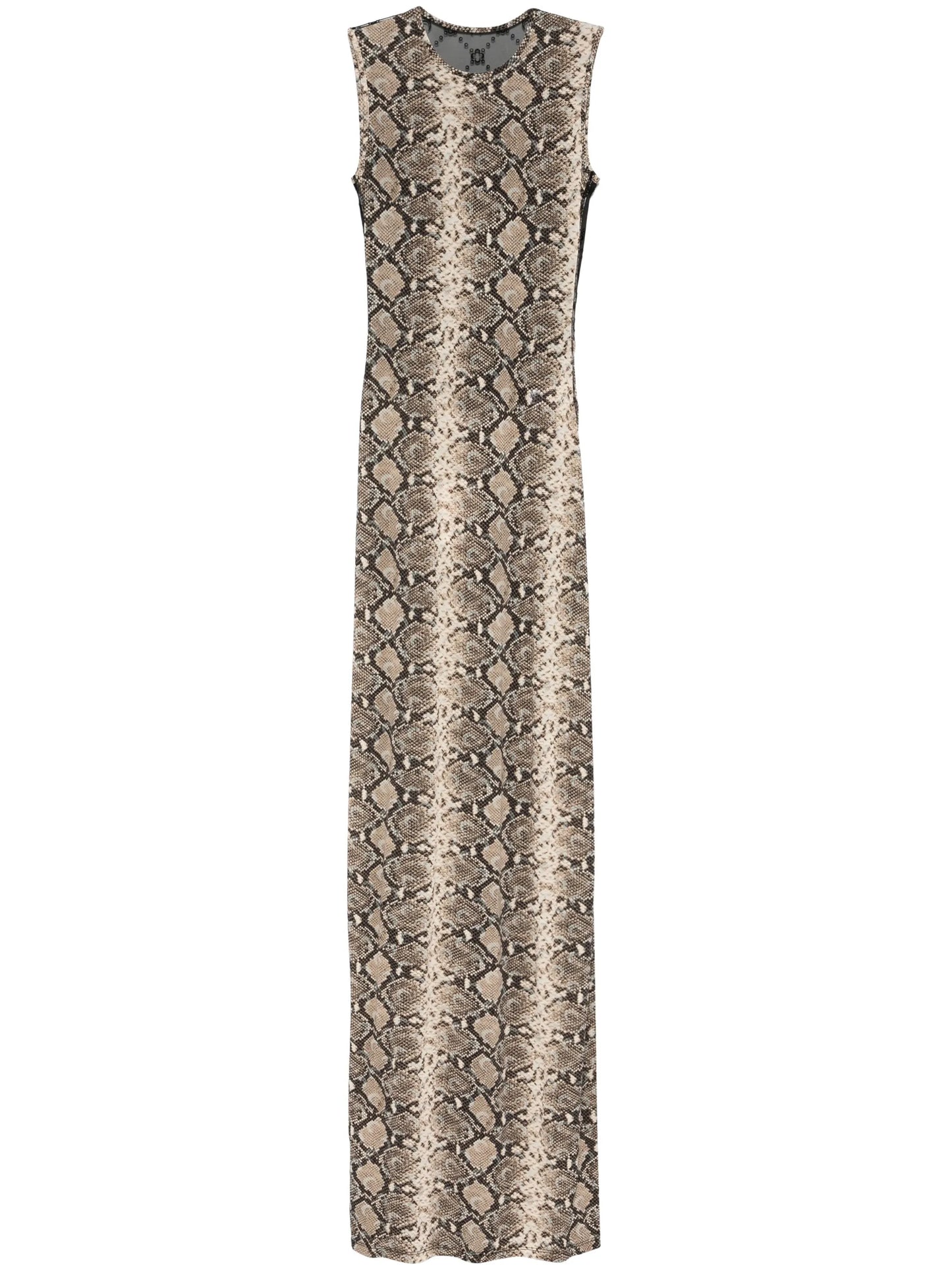 python-print draped maxi dress