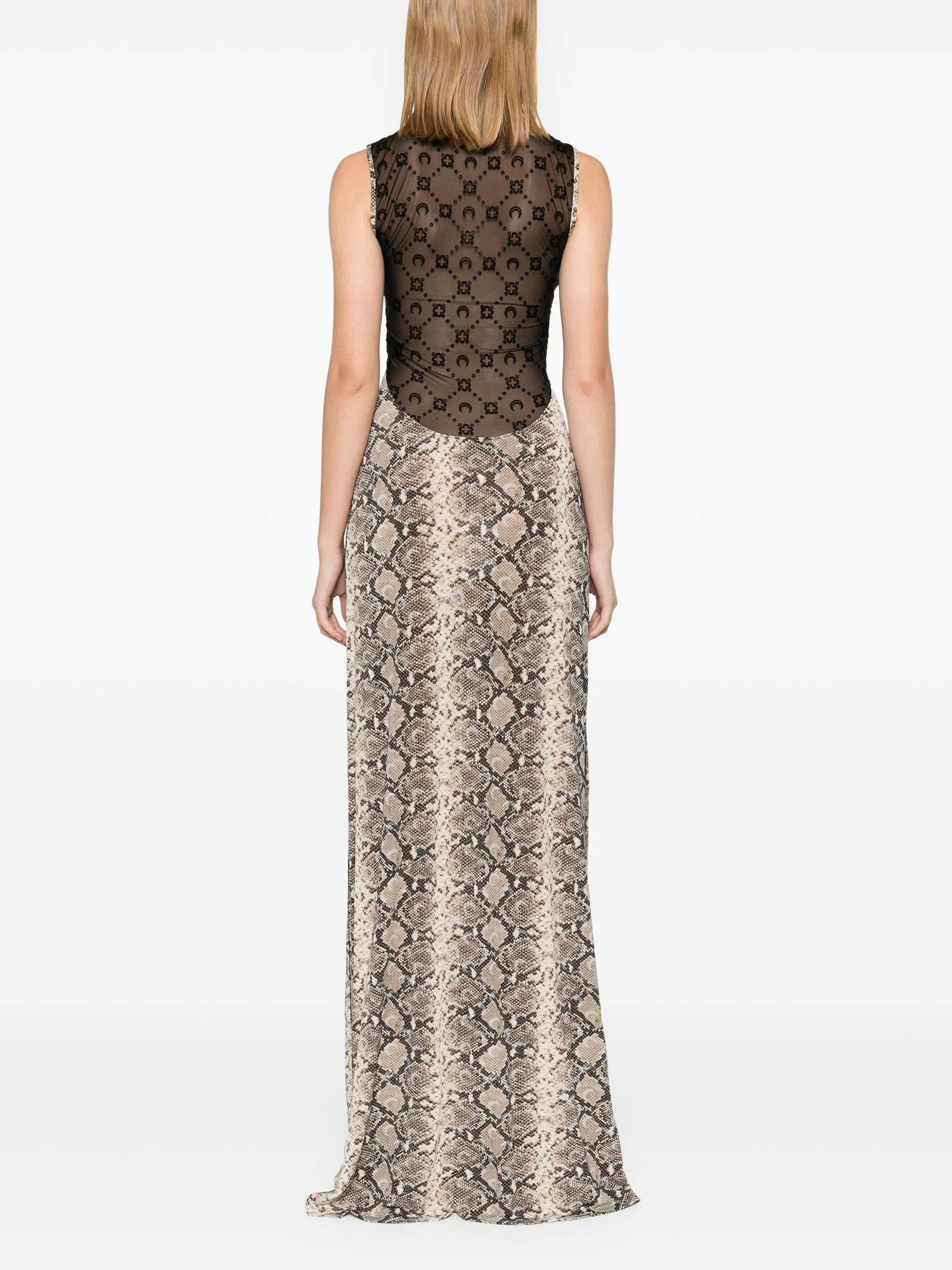 python-print draped maxi dress