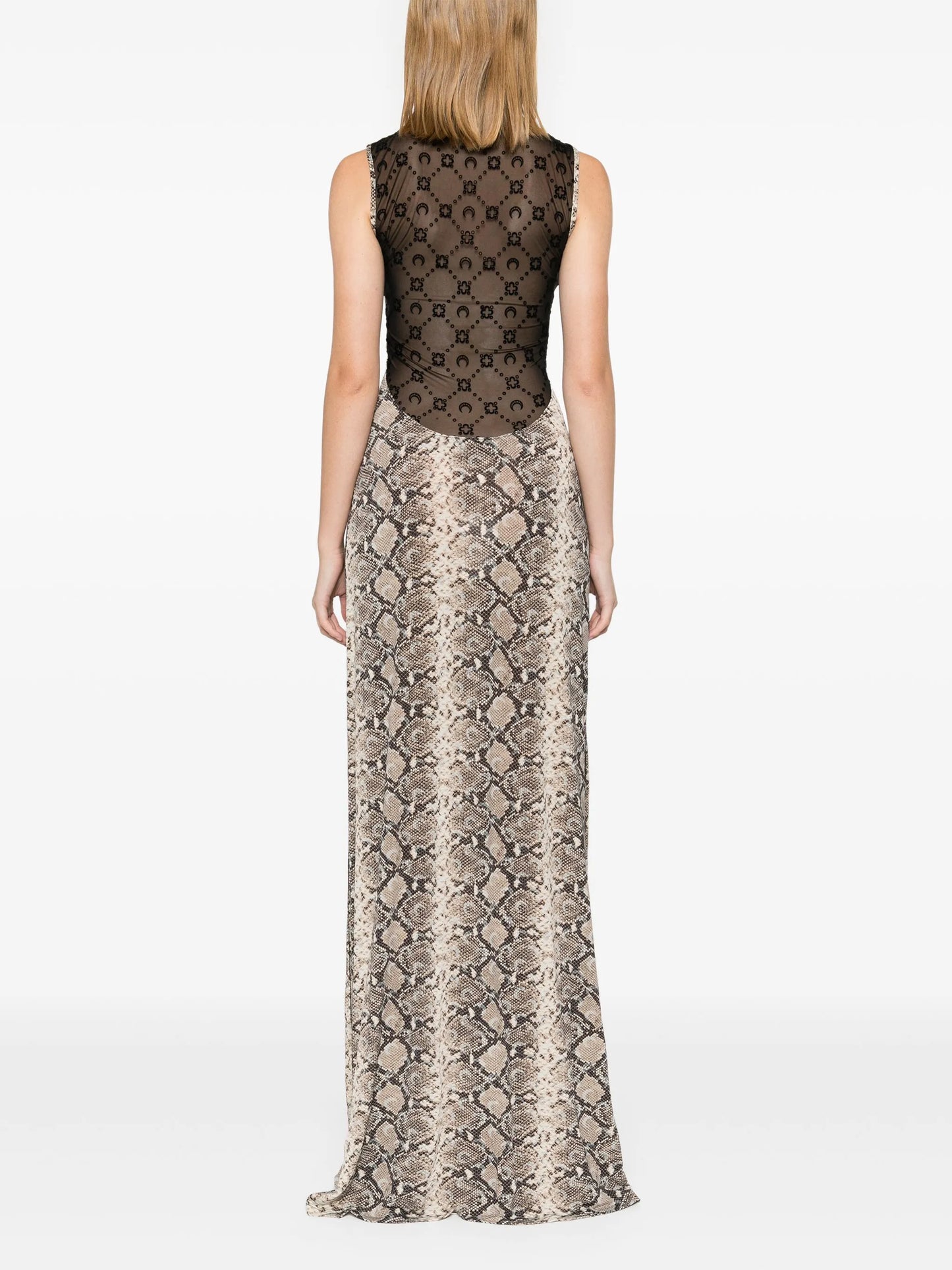 python-print draped maxi dress