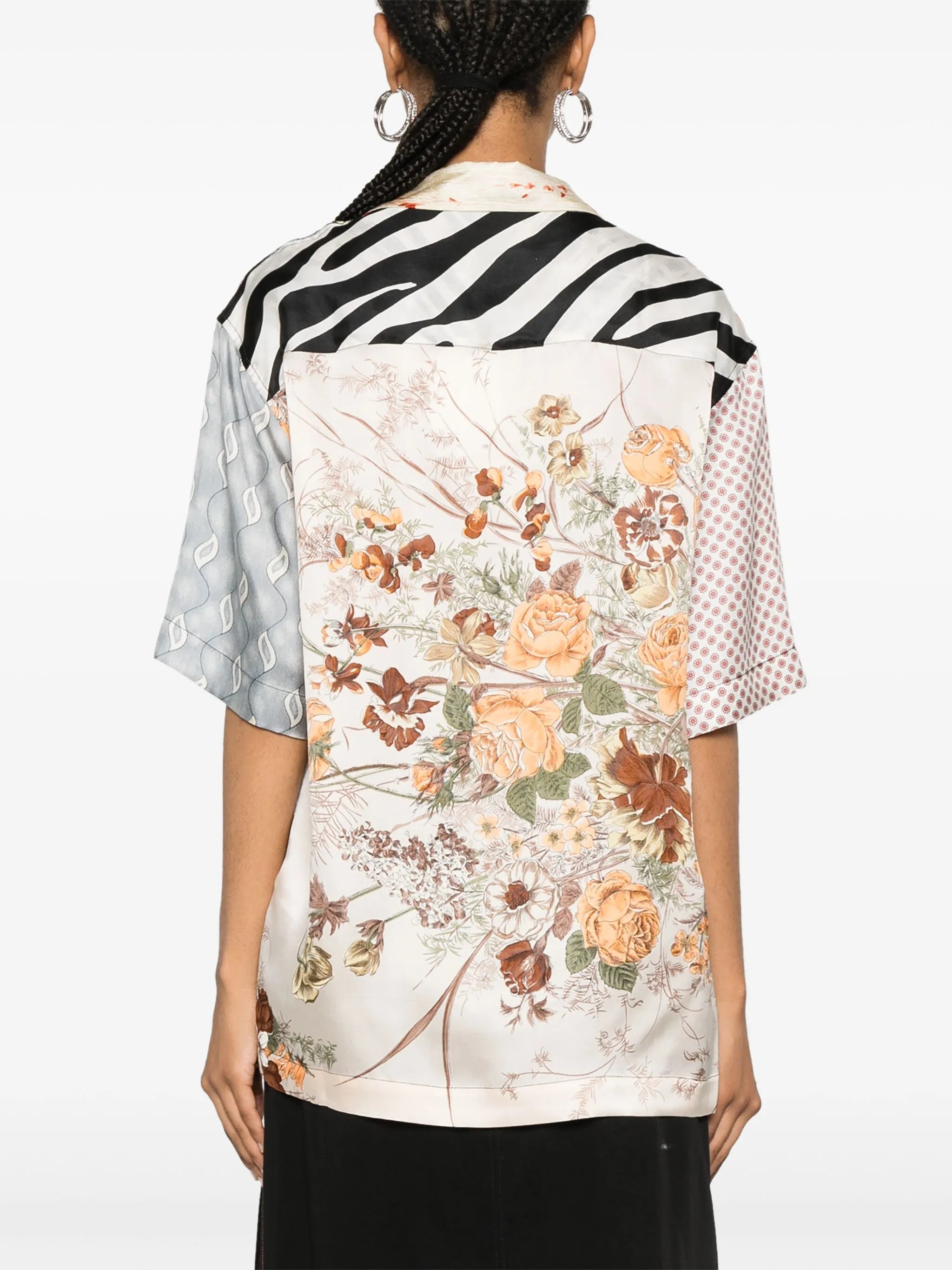 mix-print silk shirt