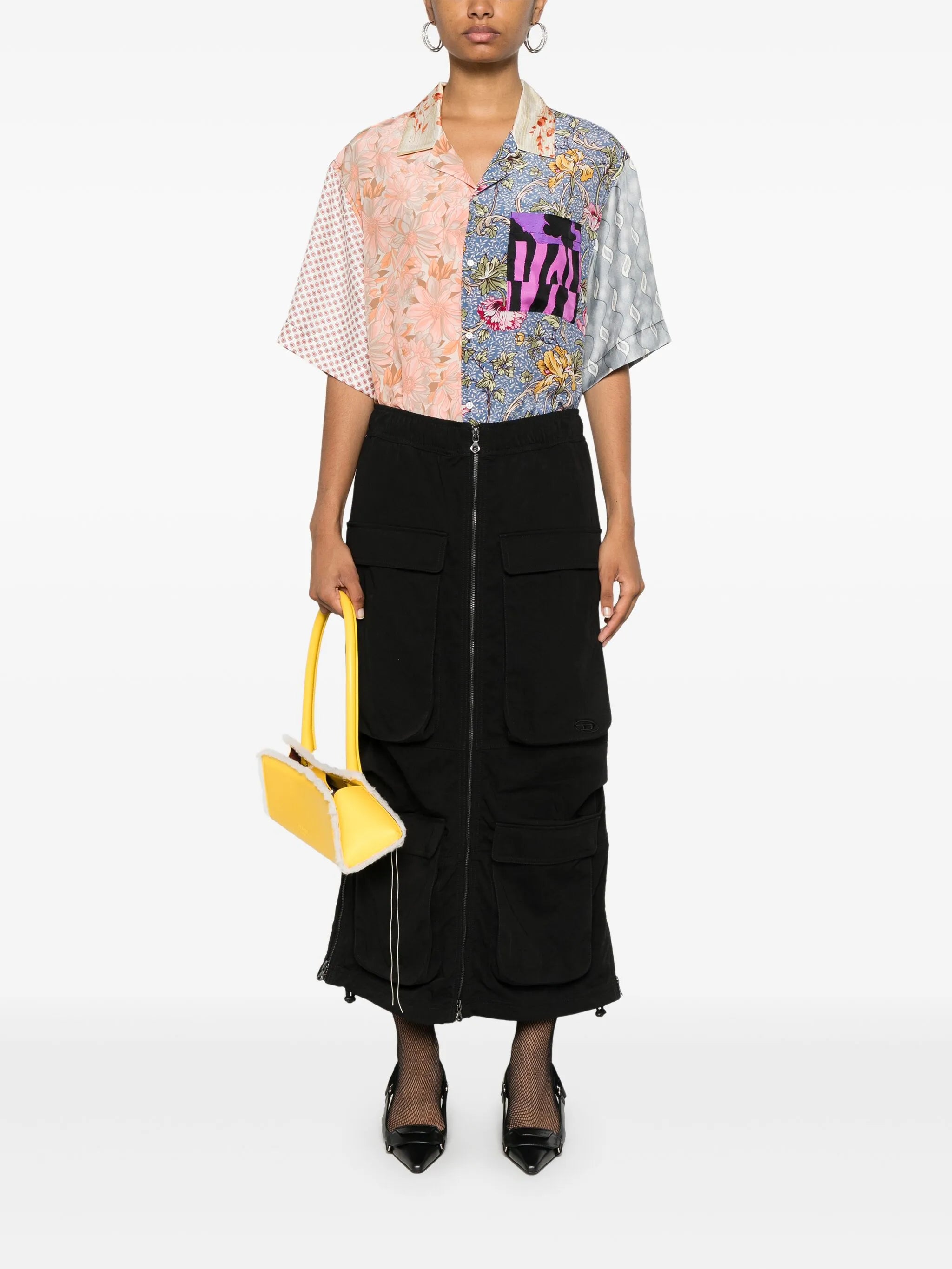 mix-print silk shirt
