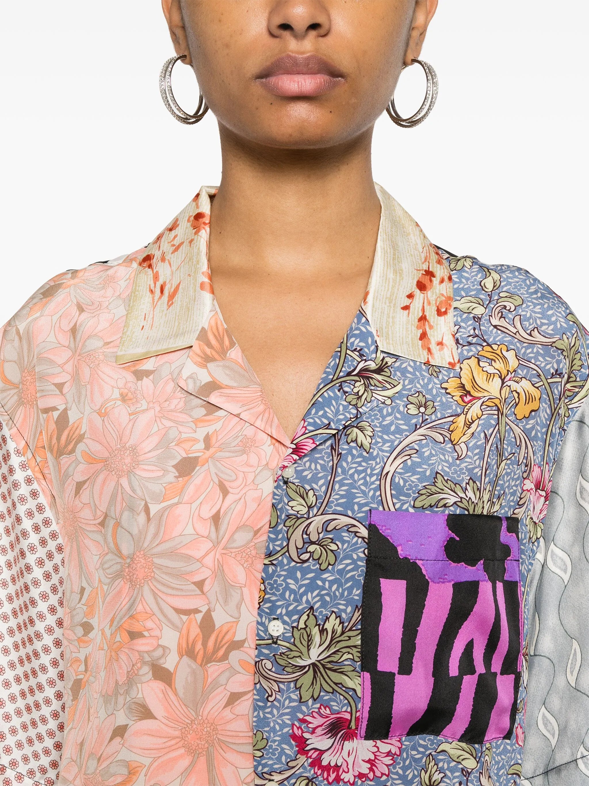 mix-print silk shirt