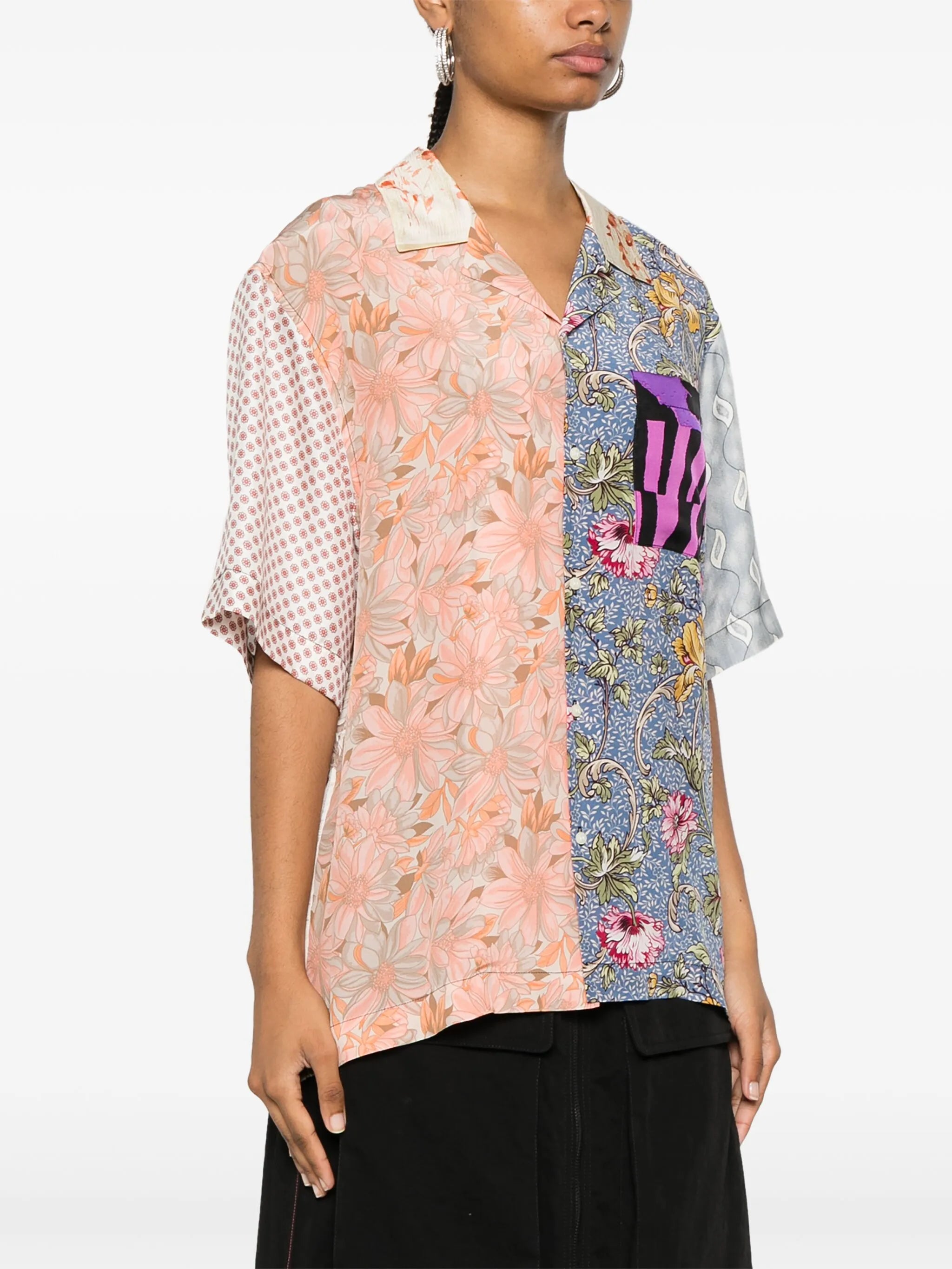 mix-print silk shirt