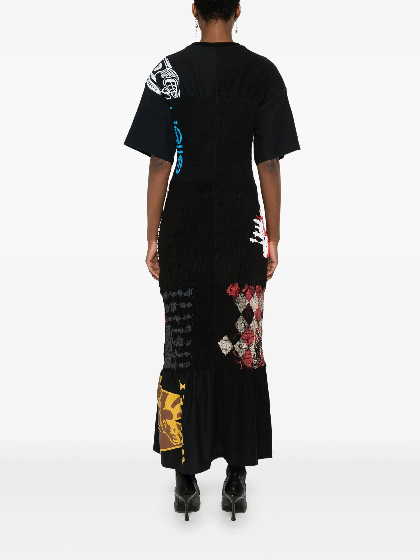 shirred midi dress