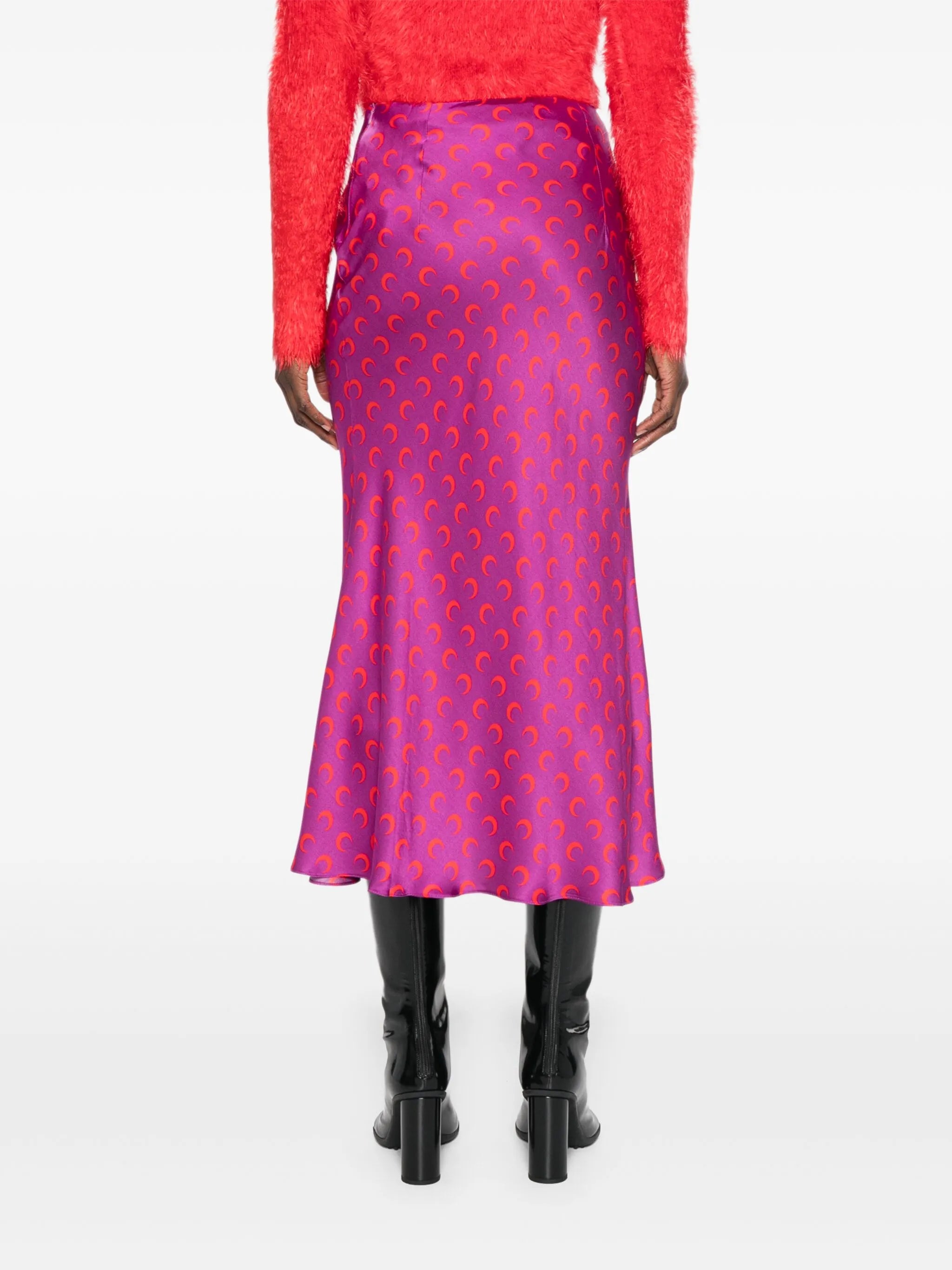 crescent-moon-print midi skirt