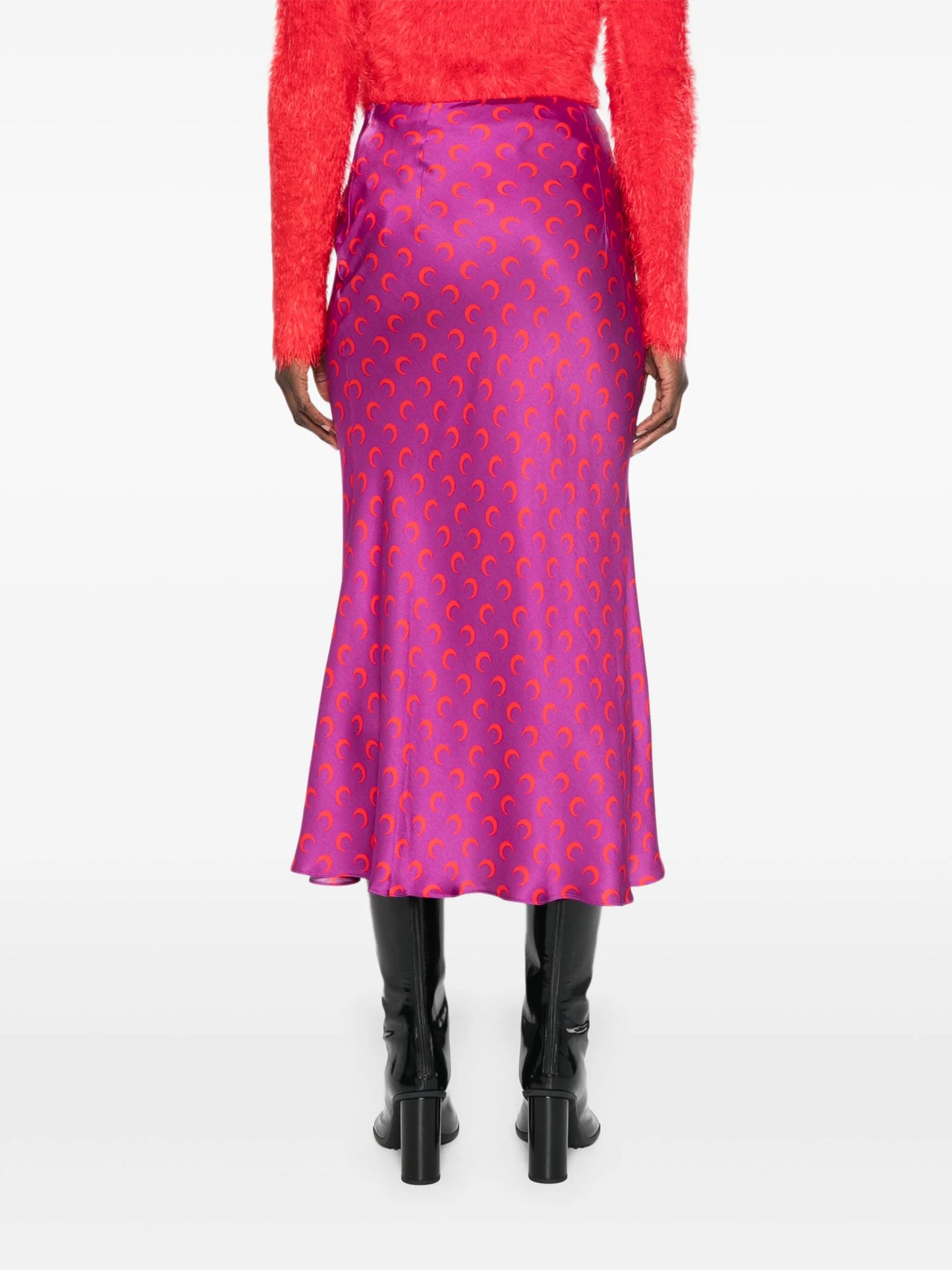crescent-moon-print midi skirt