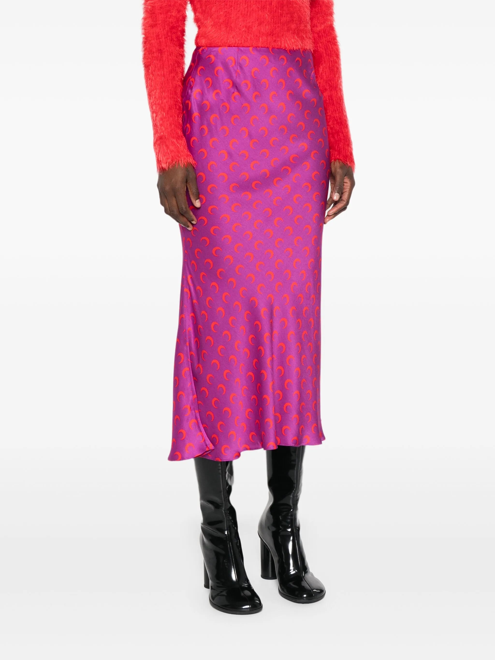 crescent-moon-print midi skirt
