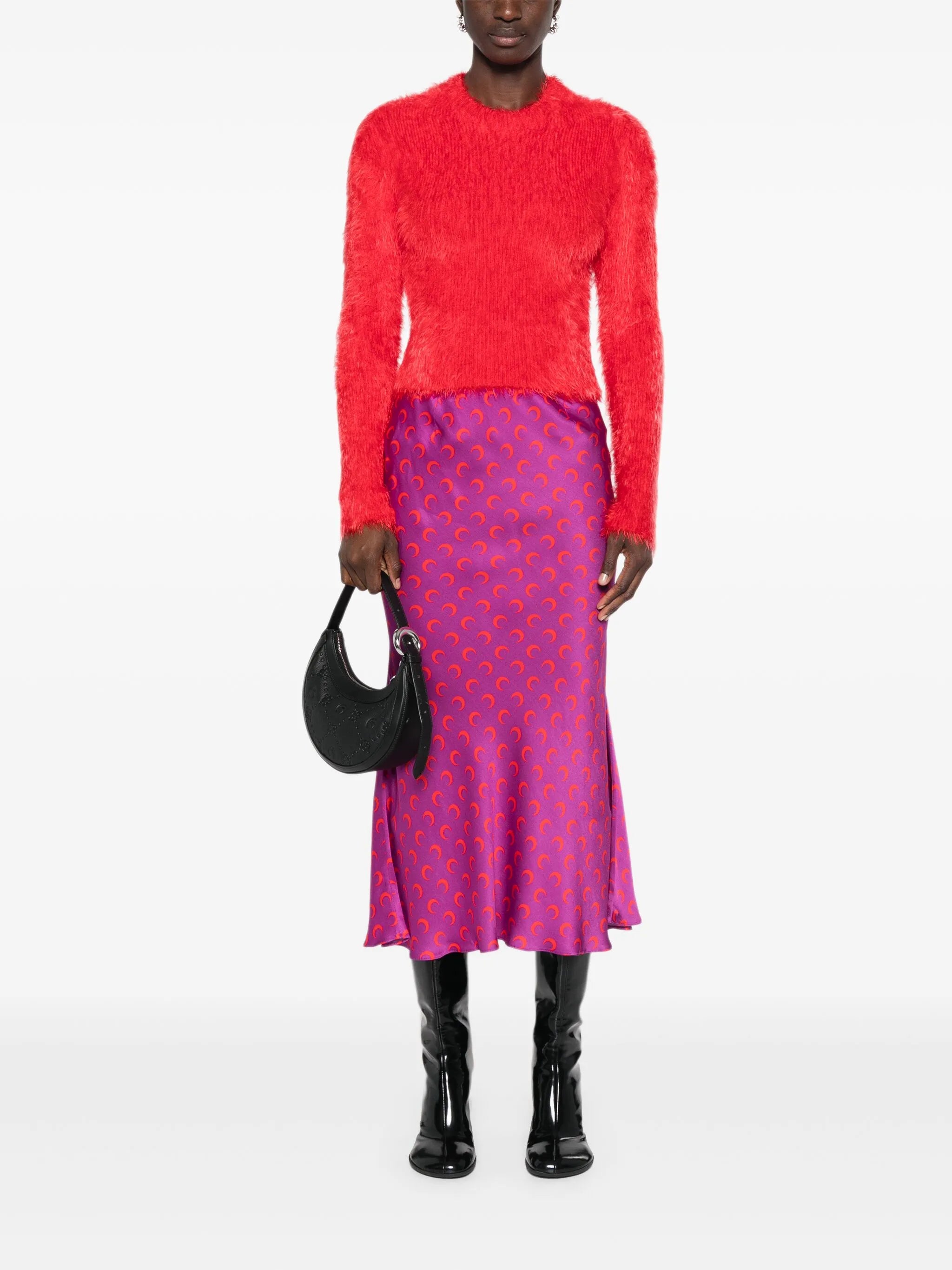 crescent-moon-print midi skirt
