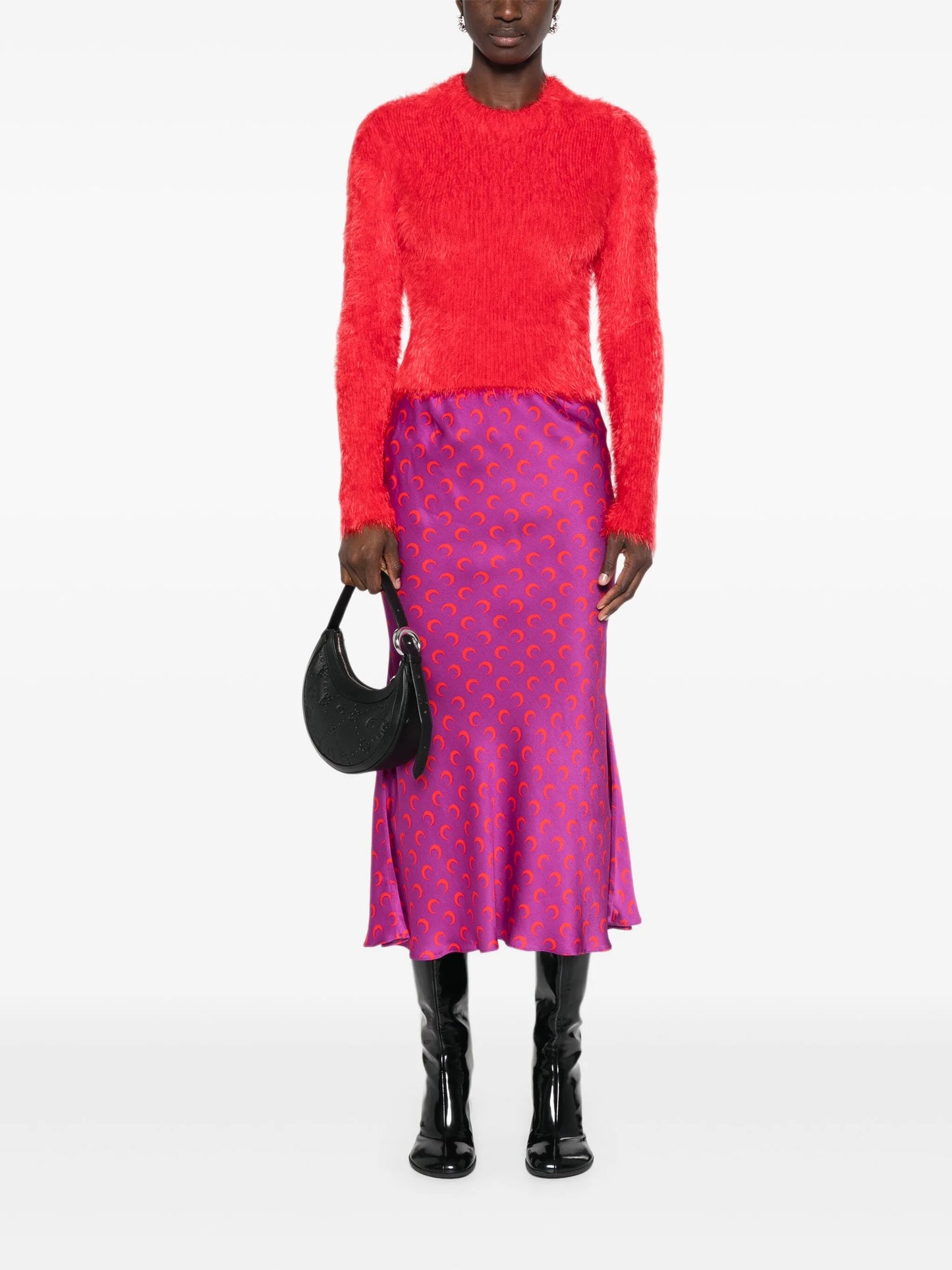 crescent-moon-print midi skirt