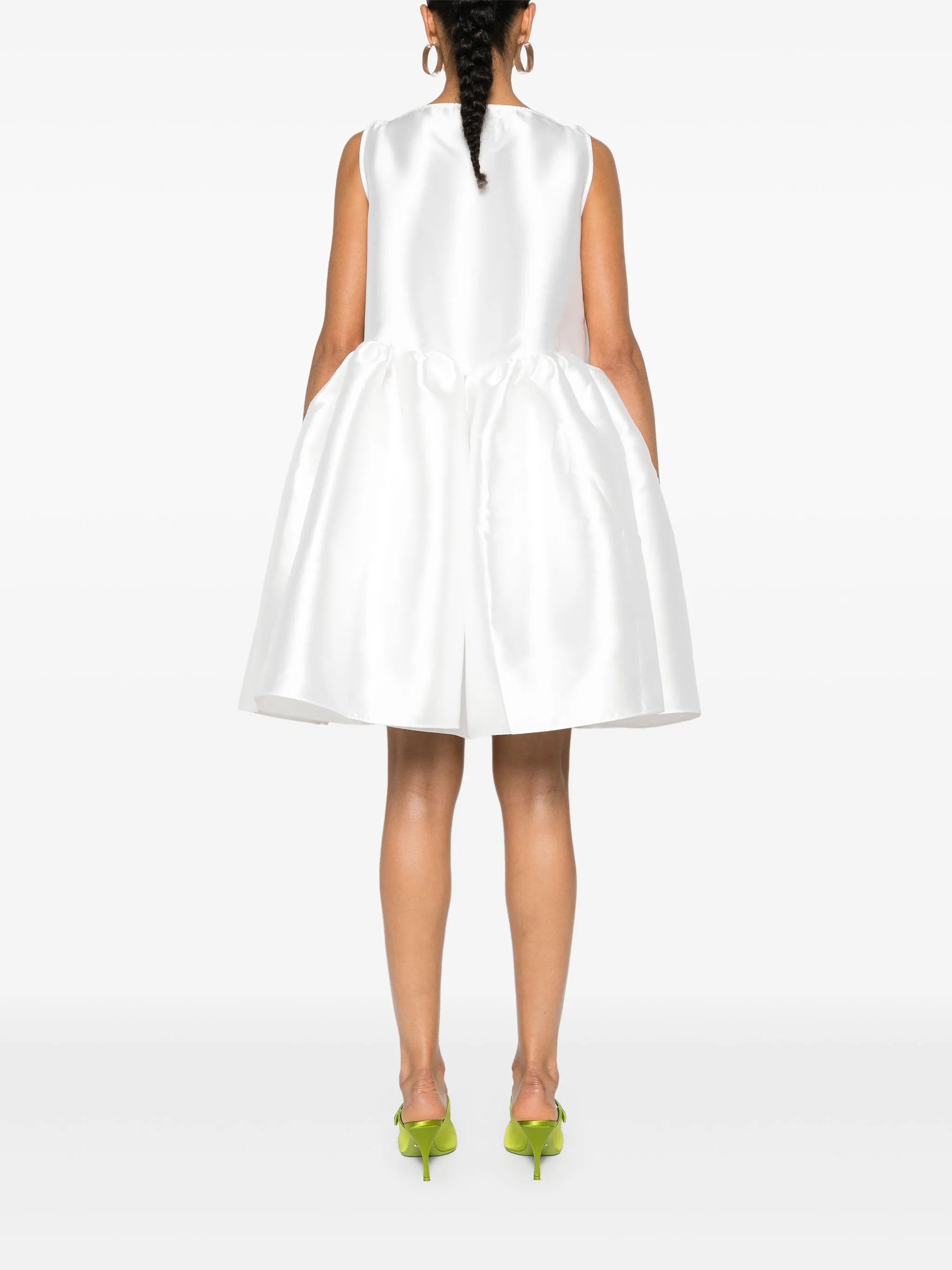 puffball-hem satin midi dress