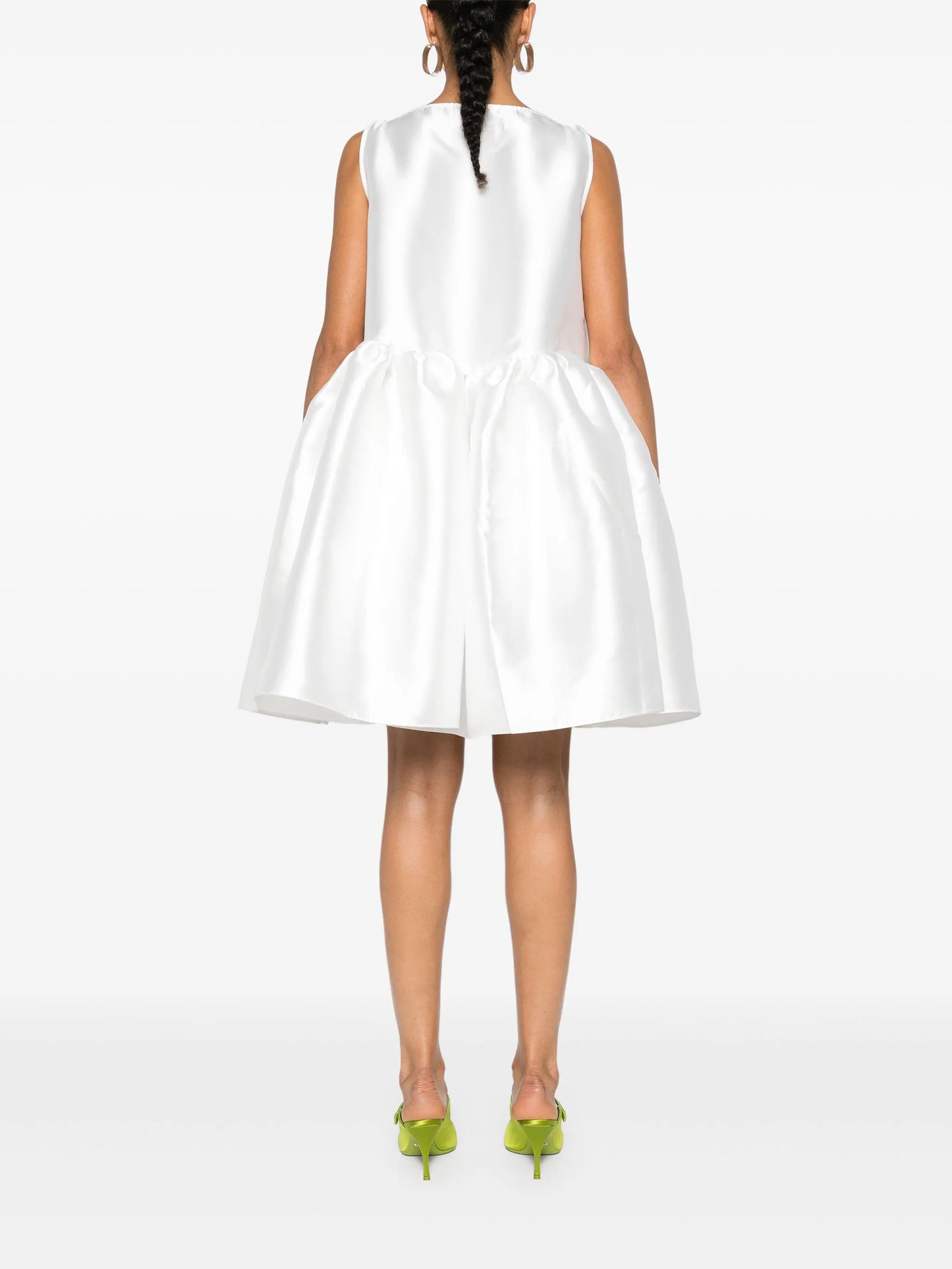 puffball-hem satin midi dress
