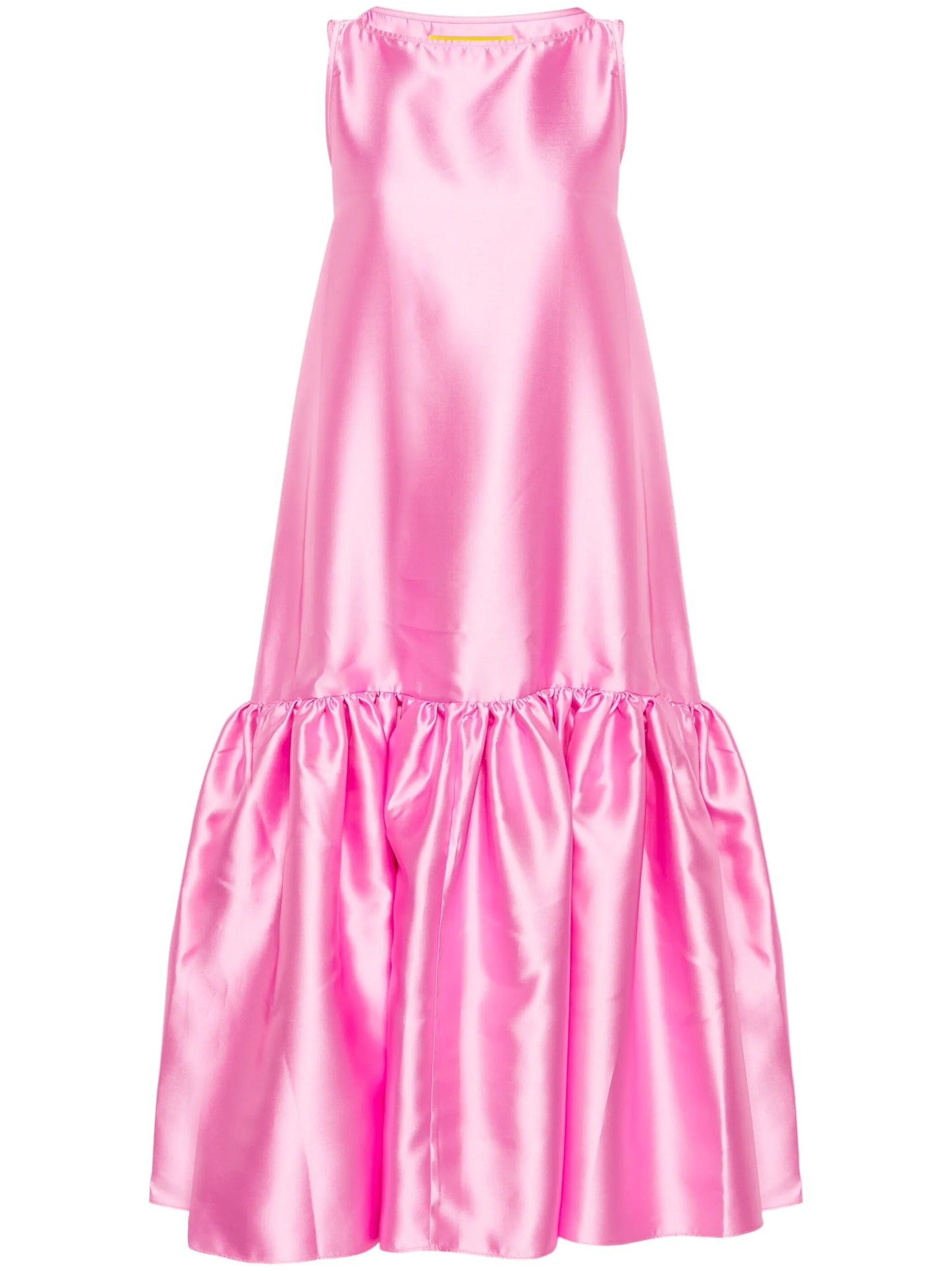 puff-hem satin midi dress