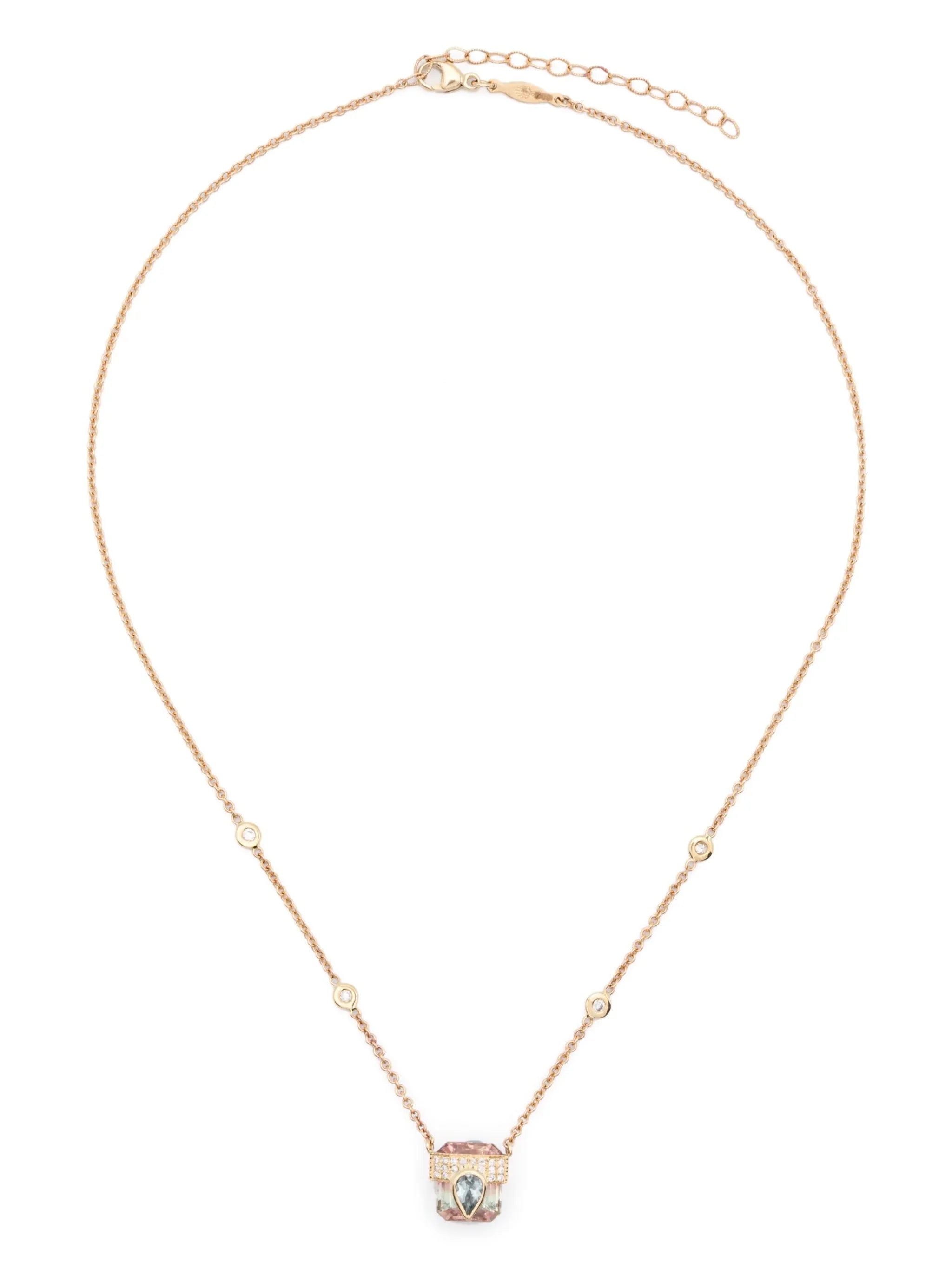 14kt yellow gold tourmaline diamond necklace
