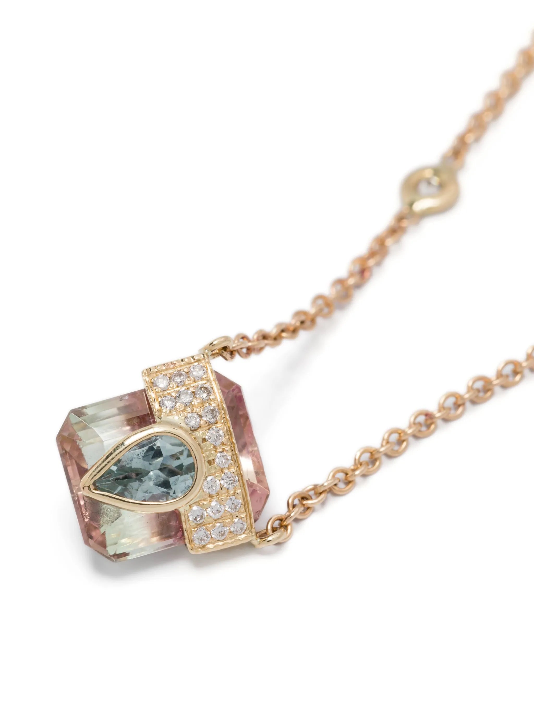 14kt yellow gold tourmaline diamond necklace