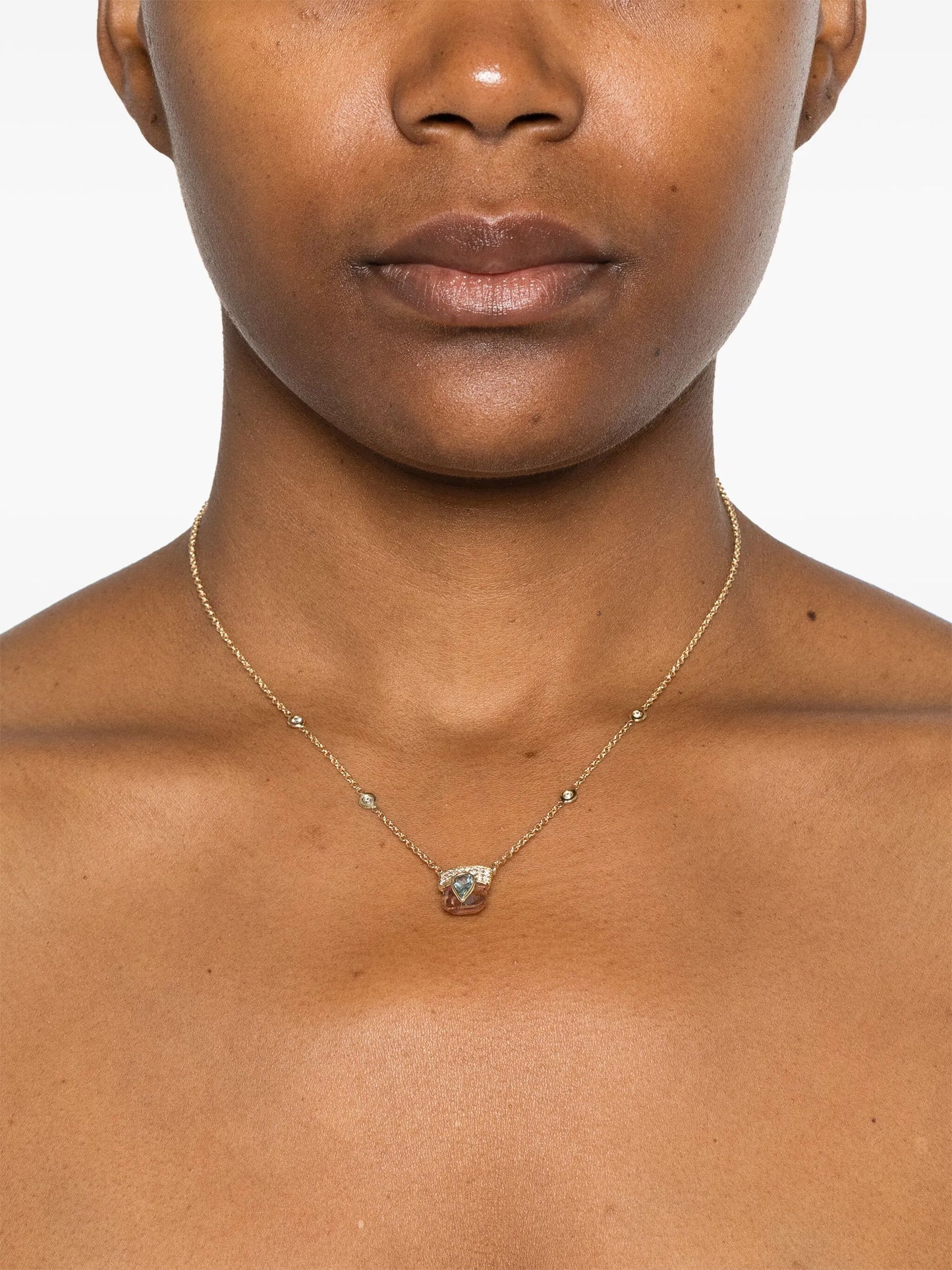 14kt yellow gold tourmaline diamond necklace