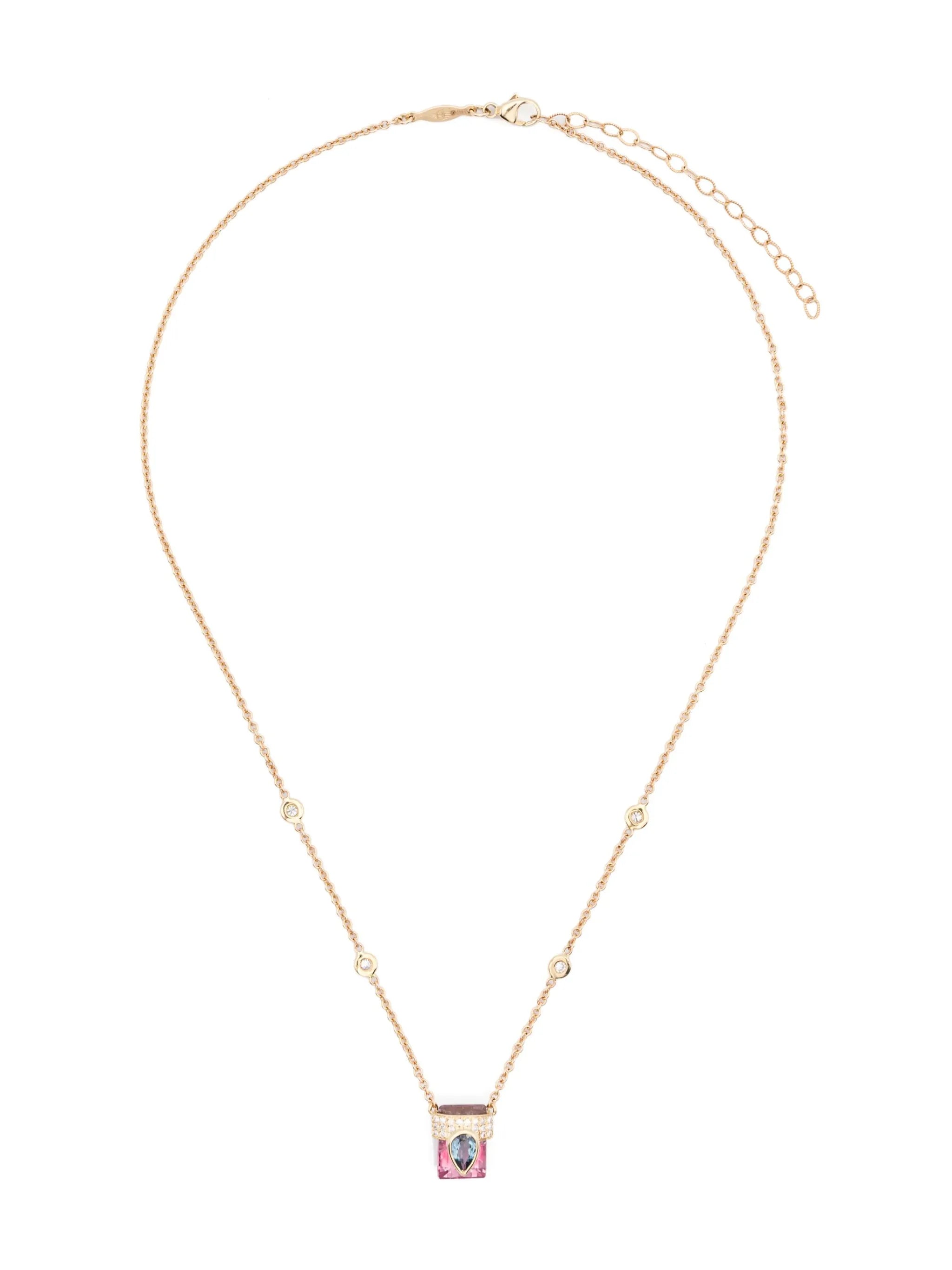 14kt yellow gold aquamarine diamond necklace