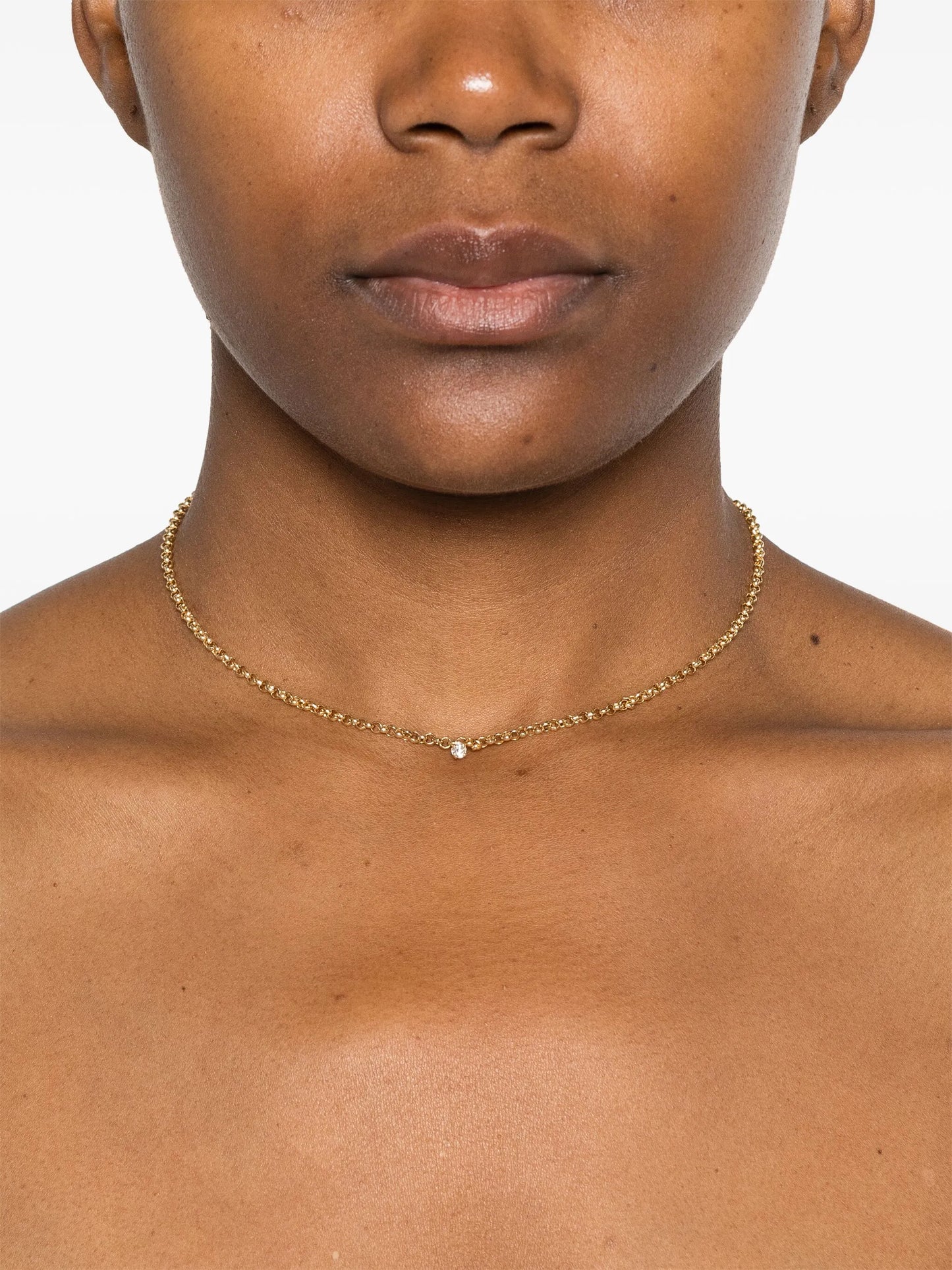 18kt yellow gold Floating Palm Tree diamond chain necklace