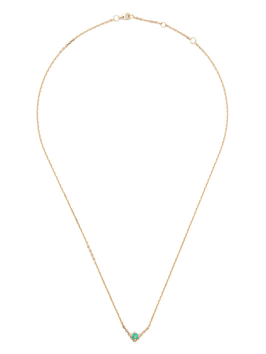 18kt yellow gold Solitaire V emerald pendant necklace
