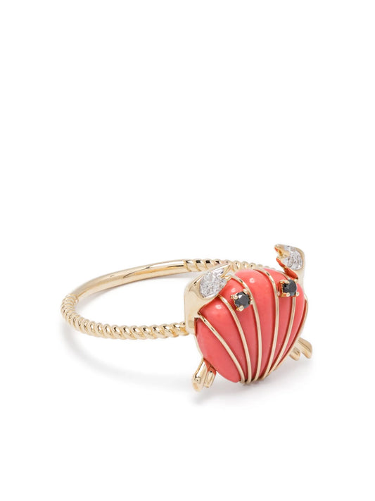 9kt yellow gold Mini Crab diamond ring
