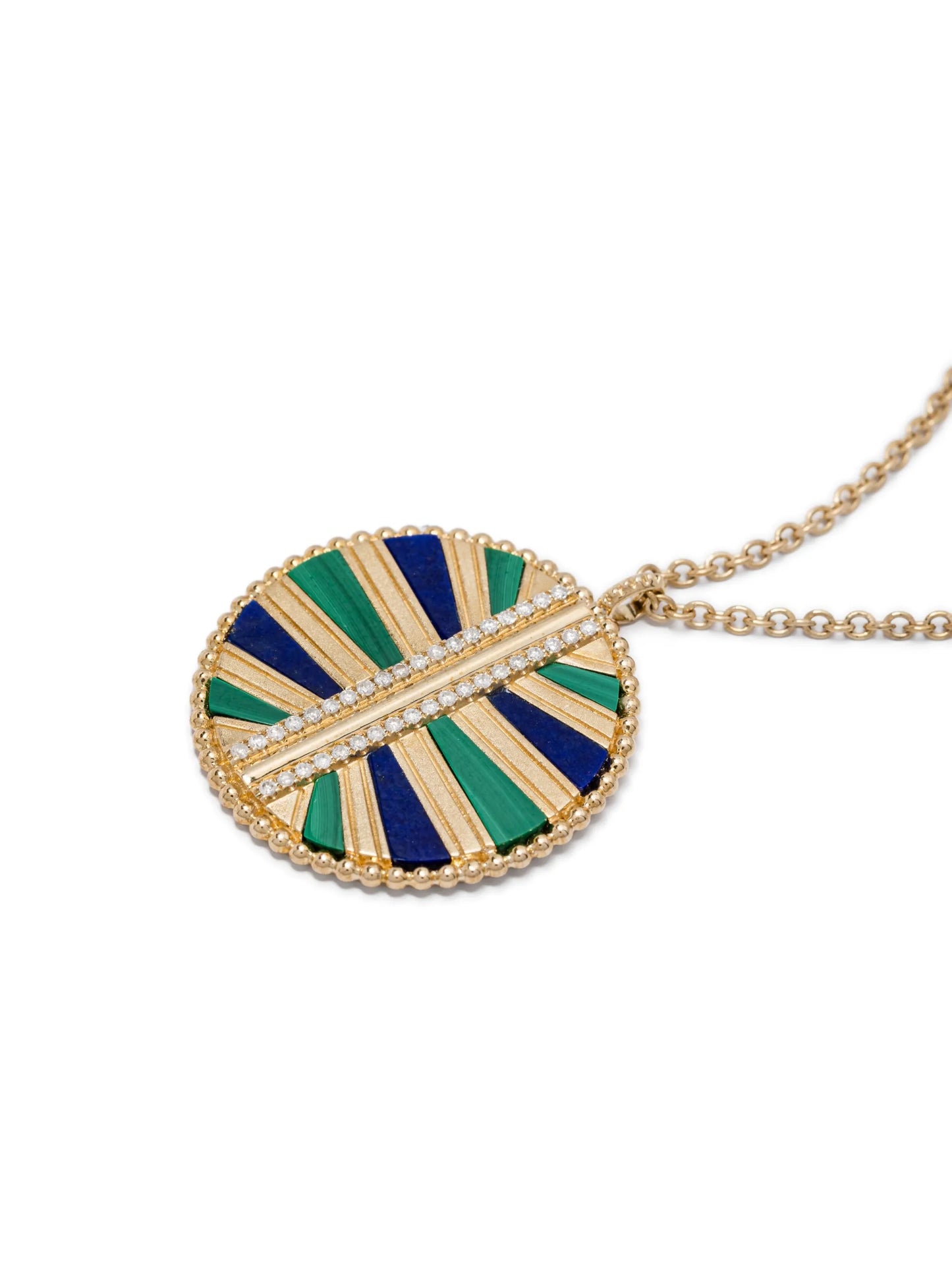9kt yellow gold Backgammon multi-stone necklace