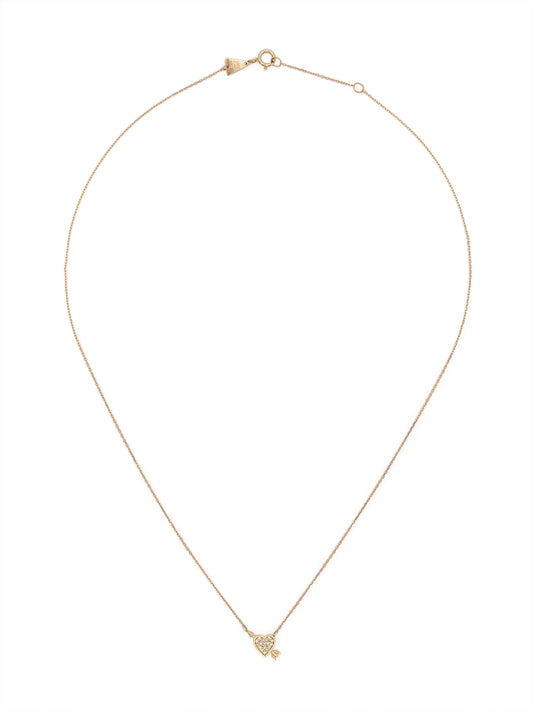 14kt yellow gold heart-pendant diamond necklace