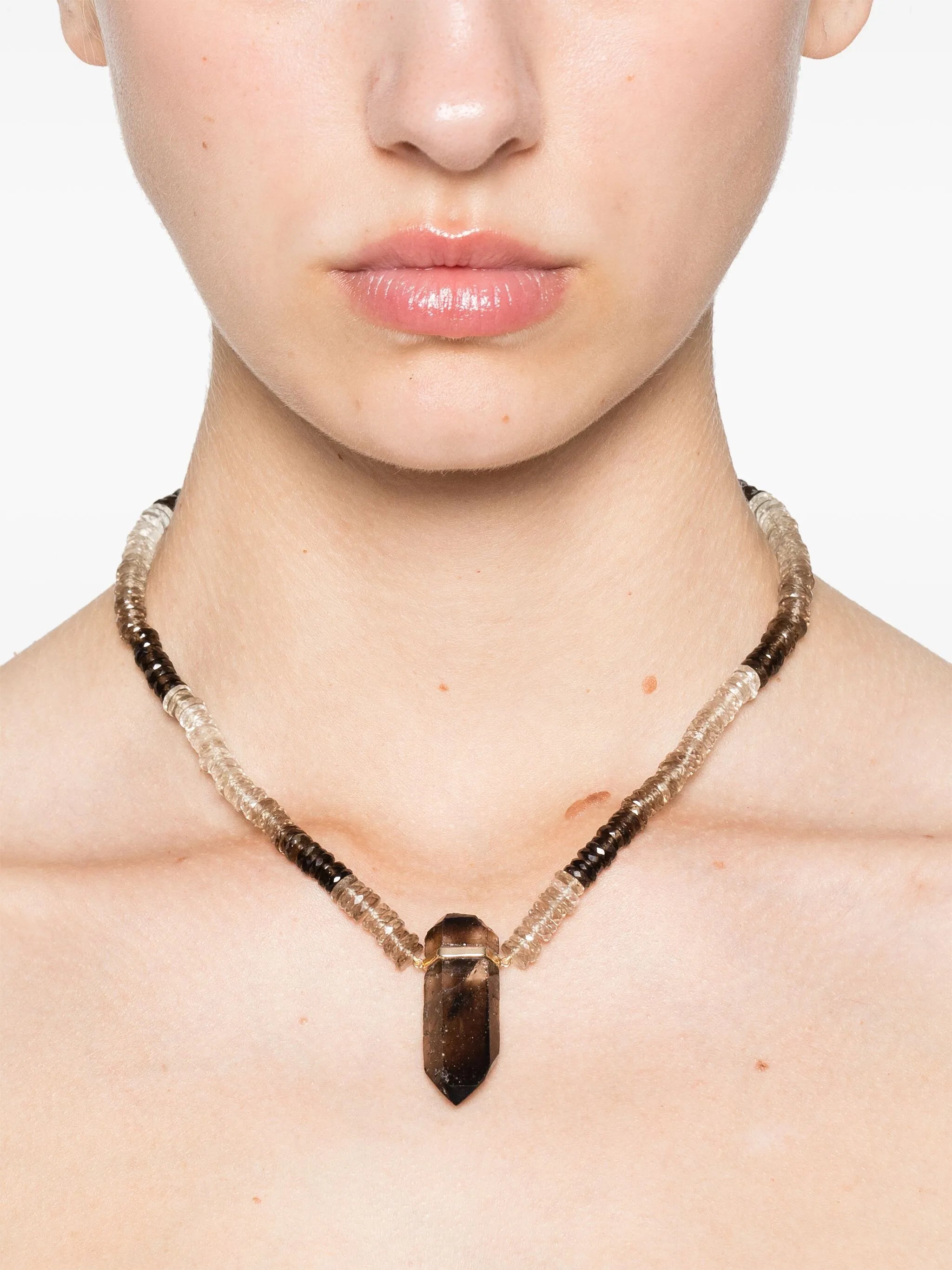 14kt yellow gold Aurora smoky quartz necklace
