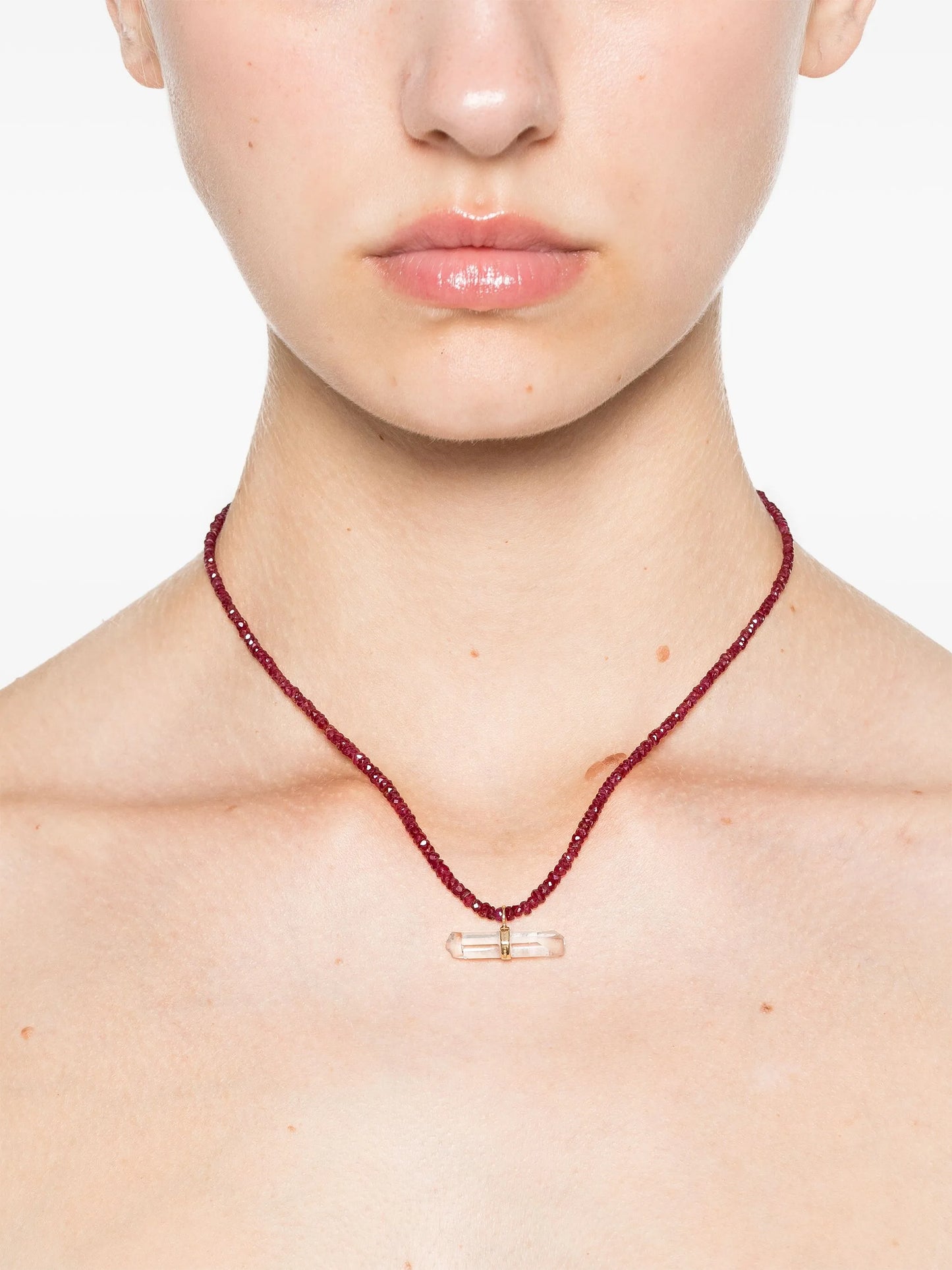 14kt yellow gold Arizona ruby and quartz necklace