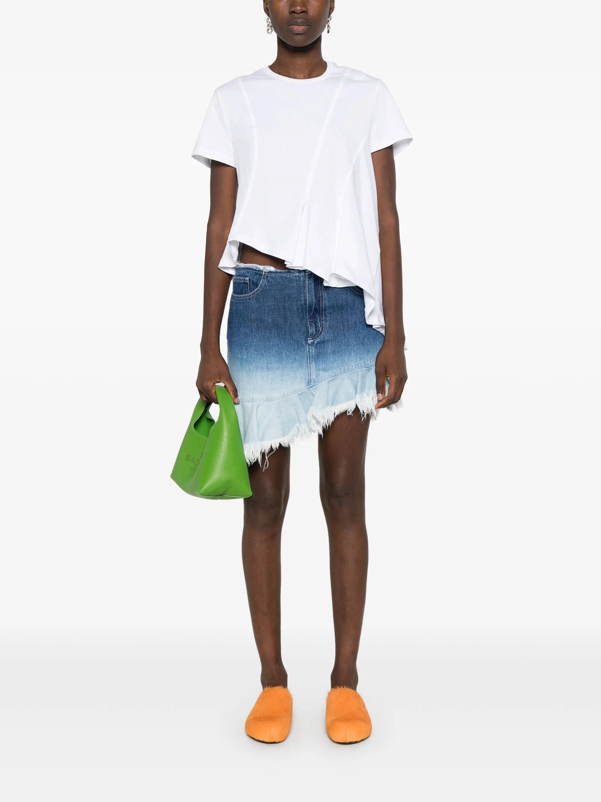 asymmetric jersey T-shirt