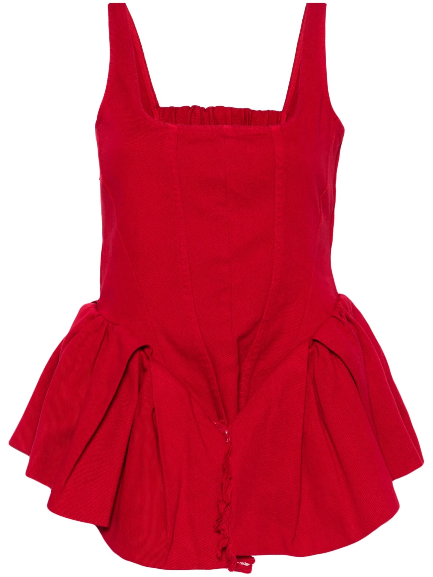 ruffled denim corset top