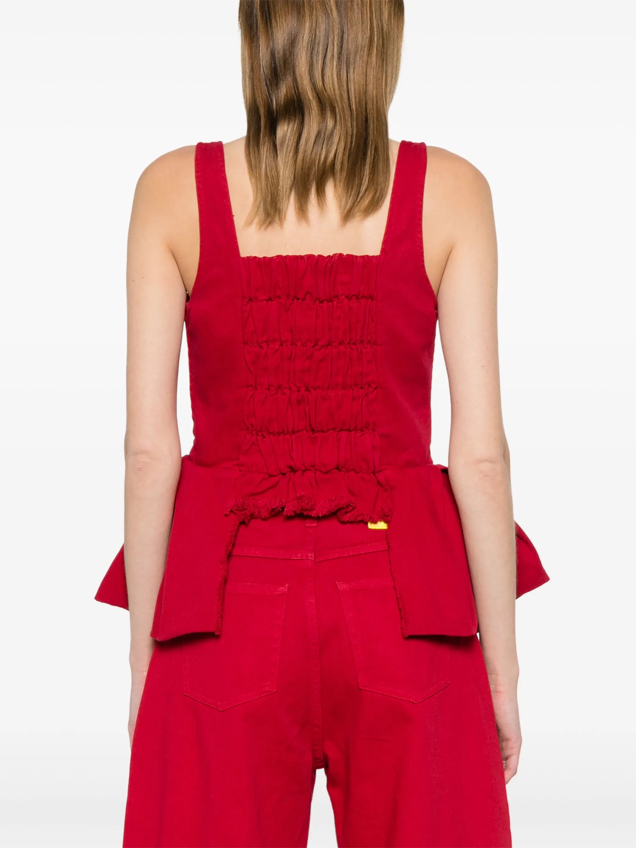 ruffled denim corset top